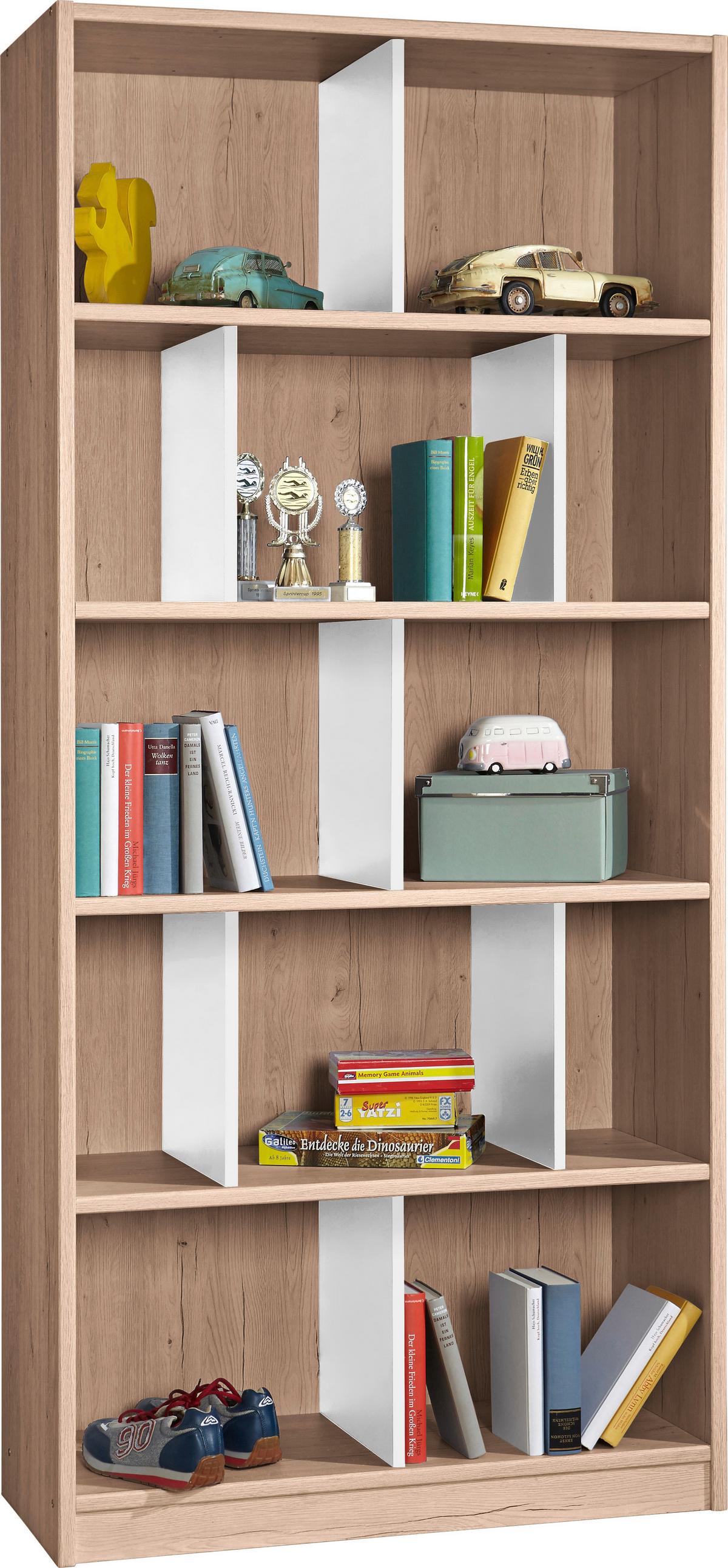 Regal Cariba 90 Cm Eiche Dekor/weiß - Eichefarben/Weiß, Design, Holzwerkstoff (90/198/38cm) - MID.YOU