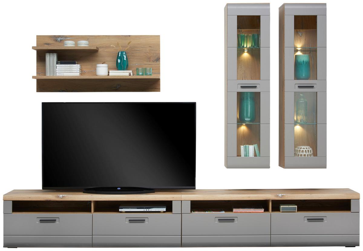 Tv-lowboard Auris B: 163,2 Cm Basalt/eiche Dekor - Eichefarben, MODERN, Holzwerkstoff (163,2/49,5/49,6cm) - Luca Bessoni