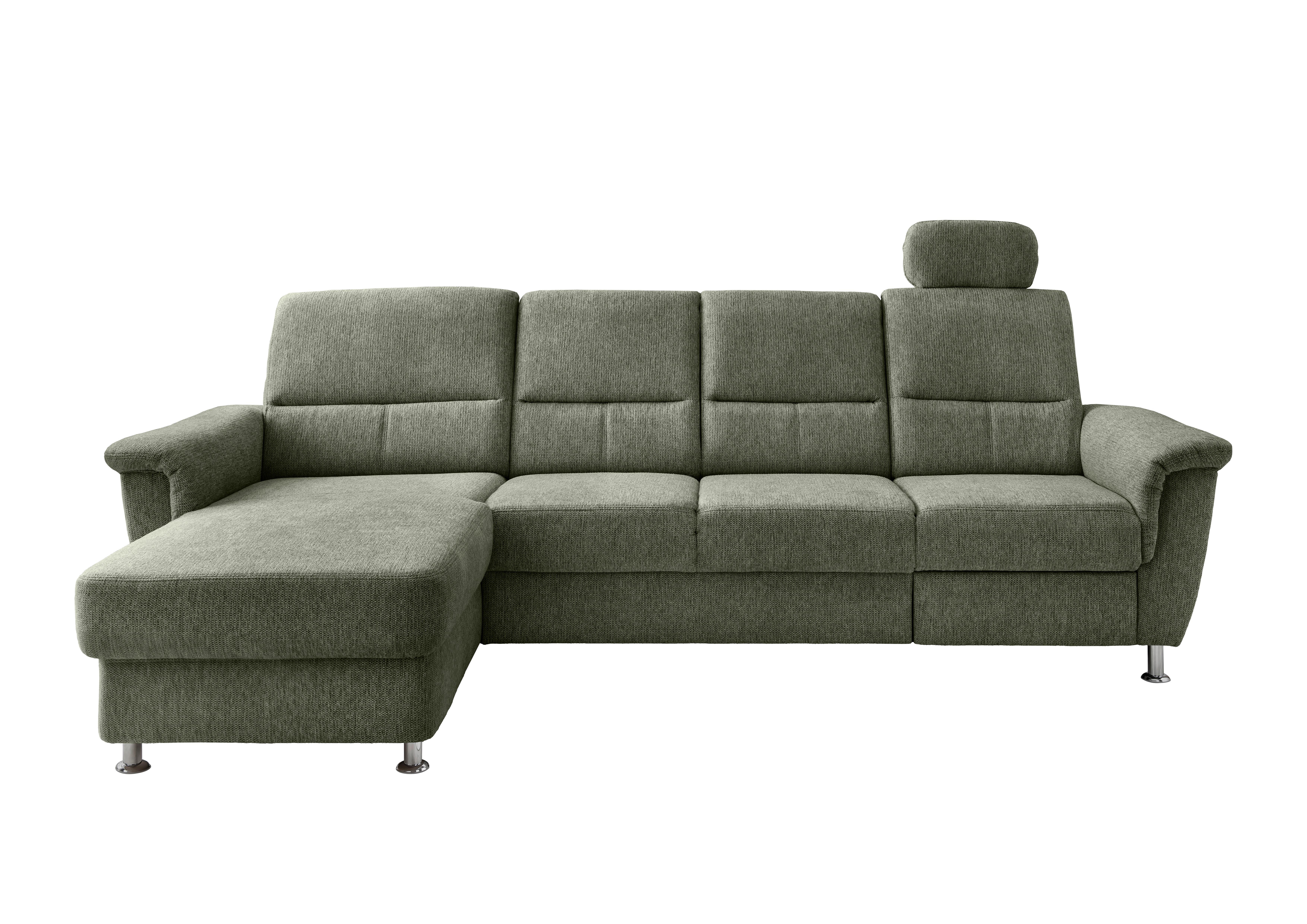 Ecksofa mit Relaxfunktion Parole Grün Chenille - Chromfarben/Grün, KONVENTIONELL, Textil (165/292cm) - Livetastic