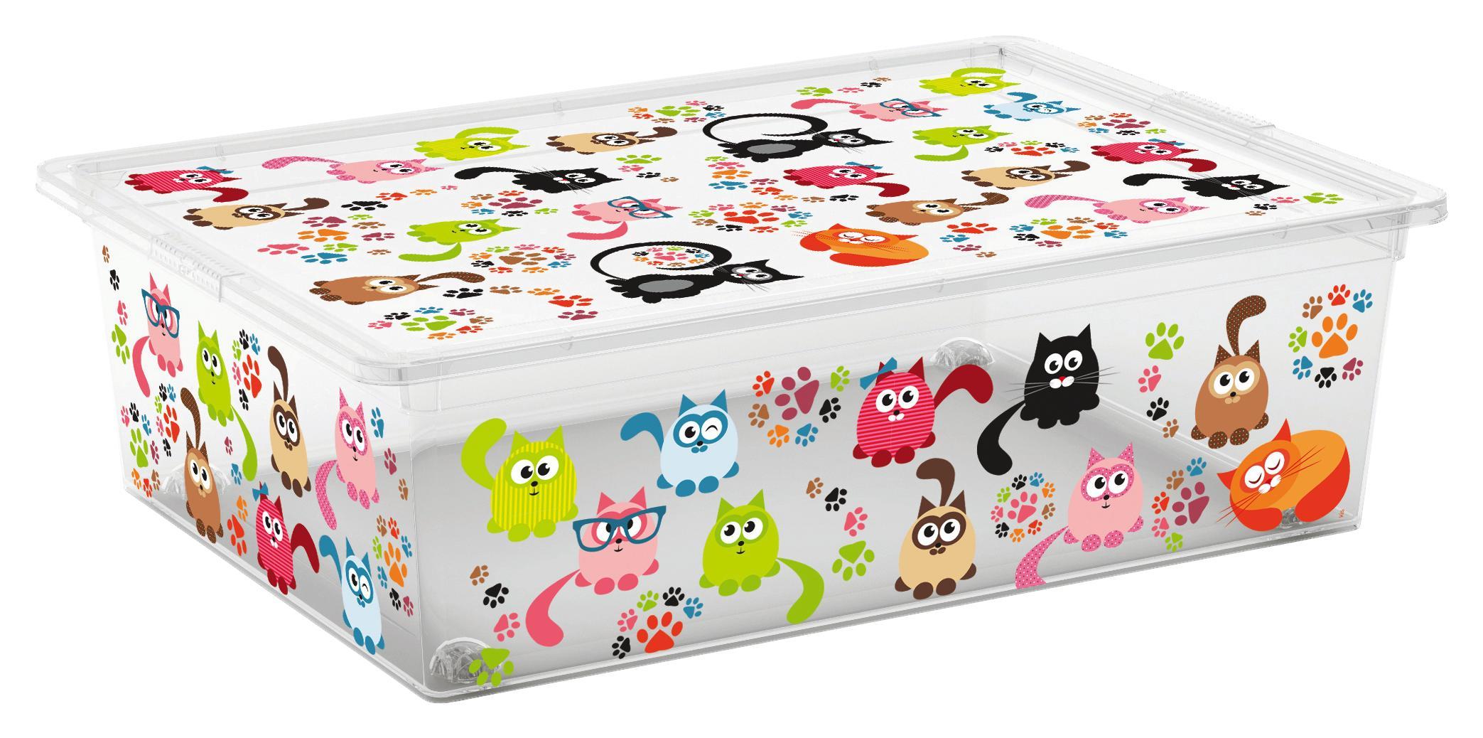Tárolódoboz Cica - Színes/Átlátszó, Műanyag