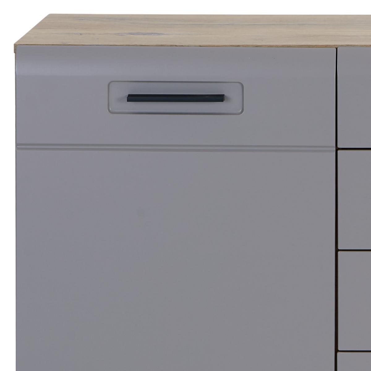 Kommode mit Griffleiste 150 cm Auris Eiche Dekor/Basalt - MODERN, Holzwerkstoff (150/81,3/43,1cm) - Luca Bessoni