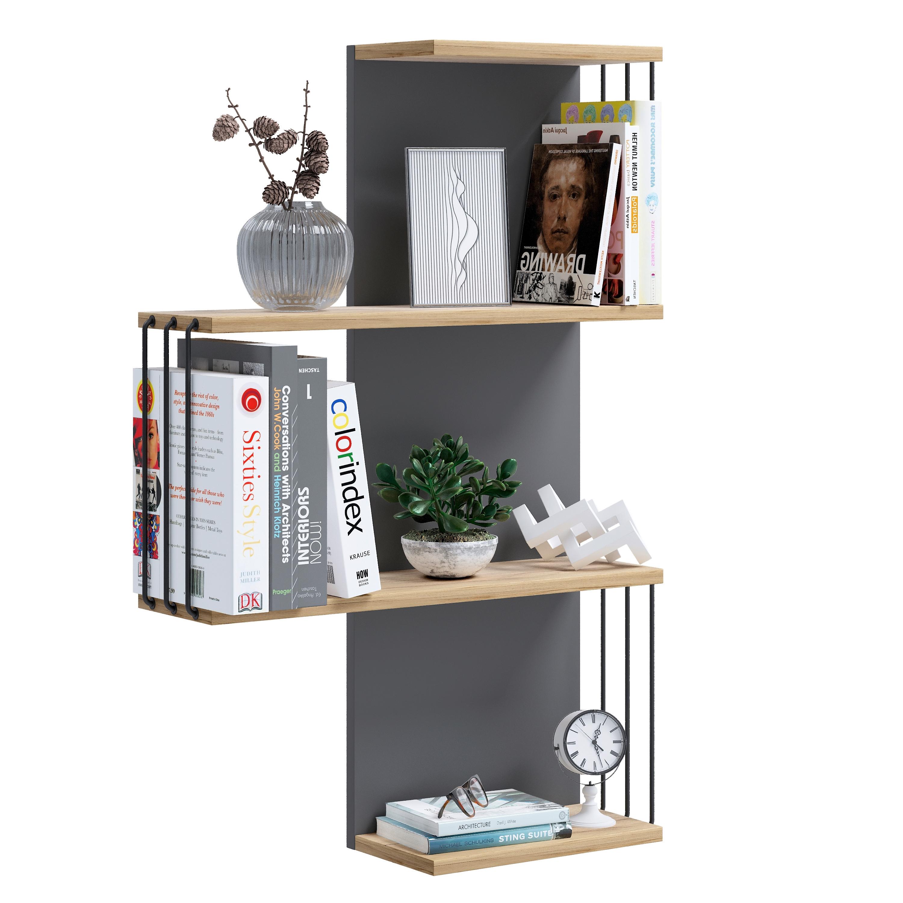 Wandboard Dolira Anthrazit/Eichefarben B: 68 cm - Eichefarben/Anthrazit, Design, Holzwerkstoff (68/98/19cm) - Livetastic