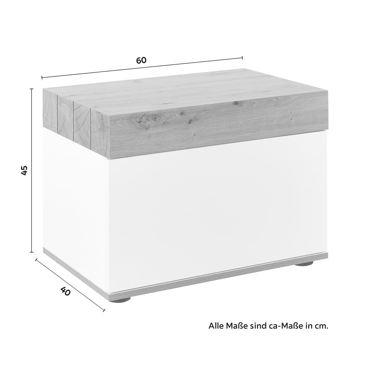 Botník CARA - bílá/barvy dubu, Moderní (60/45/40cm) - Bessagi Home