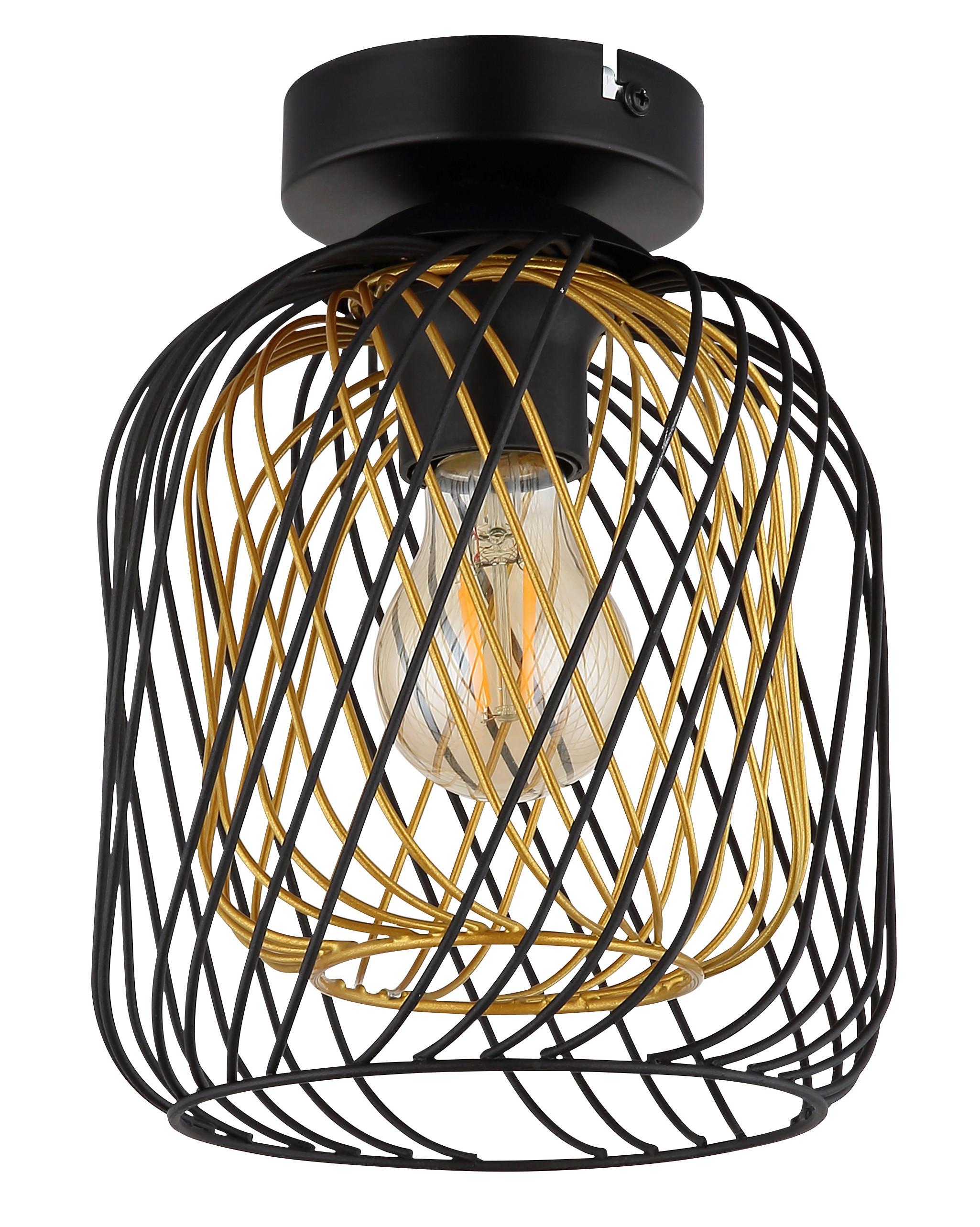 Deckenleuchte Dichti Schwarz Goldfarben D: 18 Cm - Goldfarben/Schwarz, Basics, Metall (18/24,5cm) - Globo