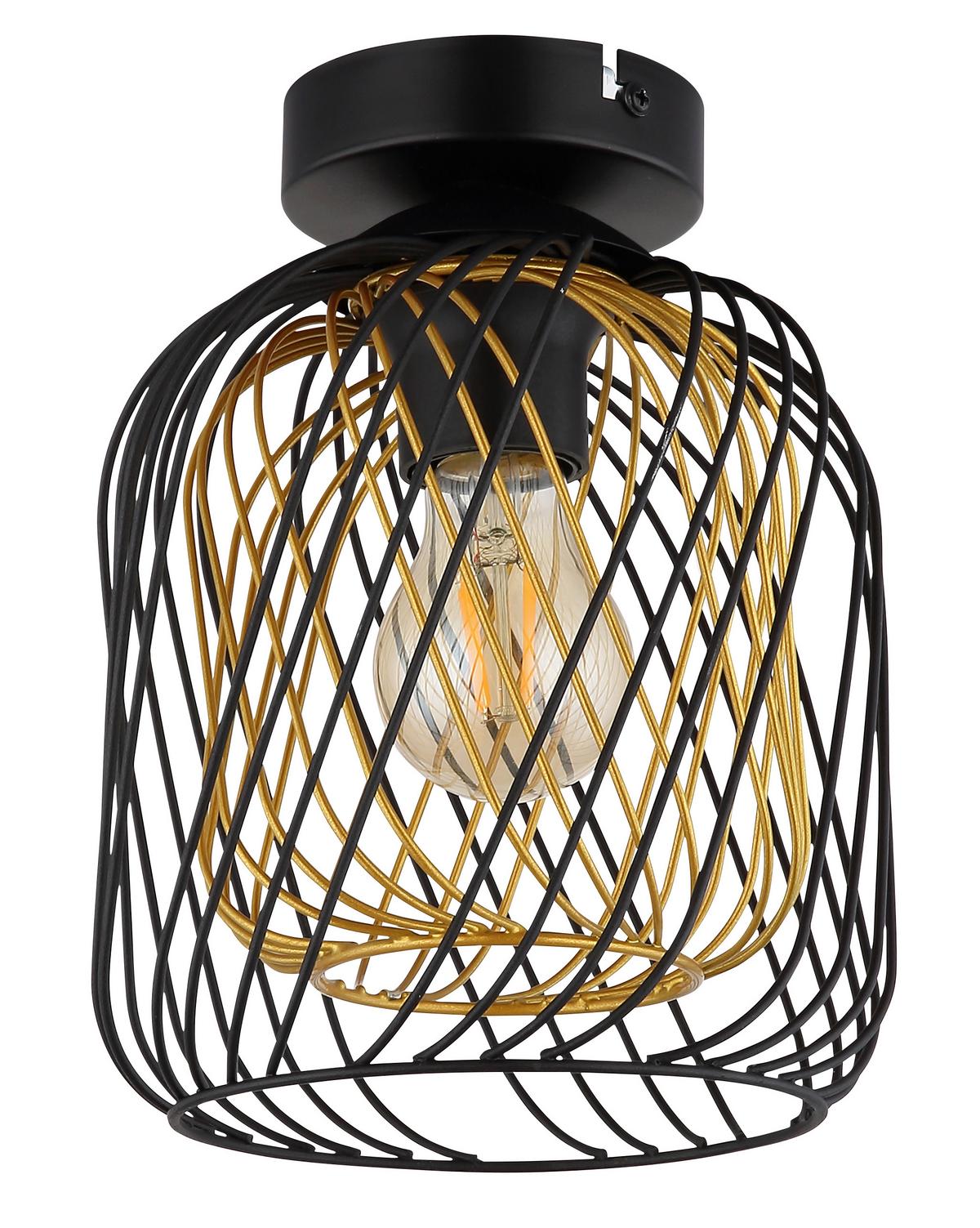 Deckenleuchte Dichti Schwarz Goldfarben D: 18 Cm - Goldfarben/Schwarz, Basics, Metall (18/24,5cm) - Globo