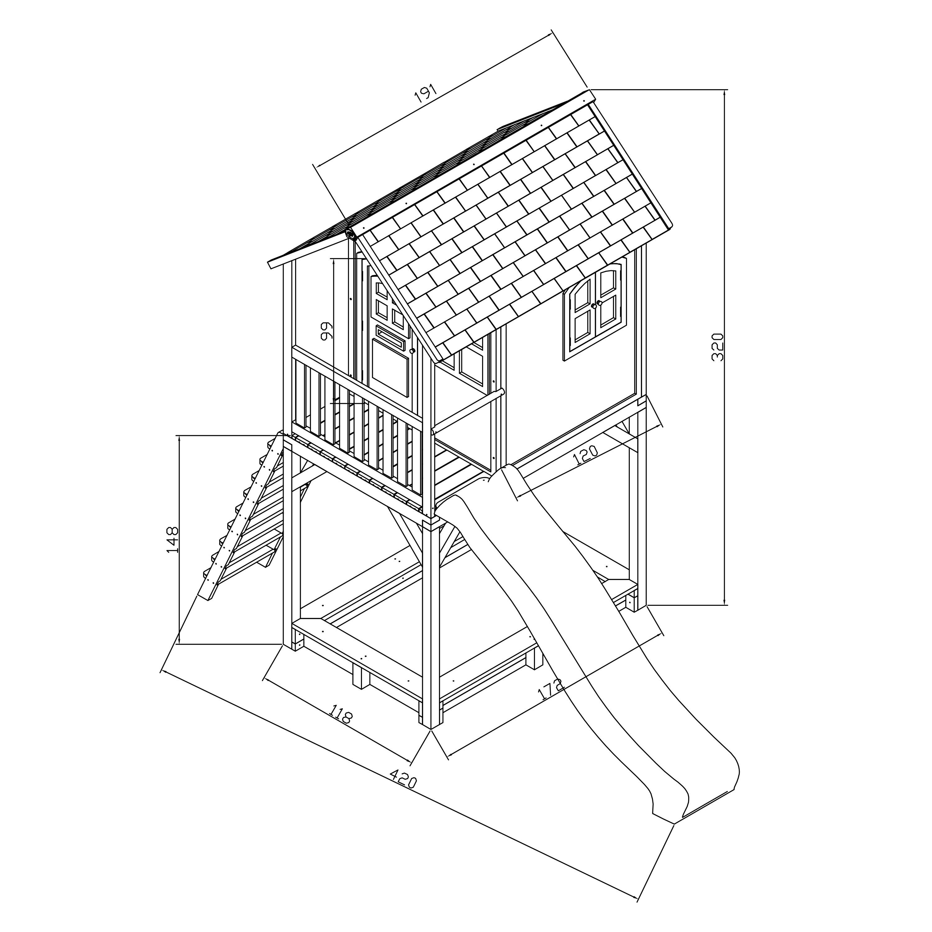 Spielturm Romy Aus Zedernholz - Braun/Weiß, Basics, Holz/Kunststoff (420/320/191cm) - Ambia Garden