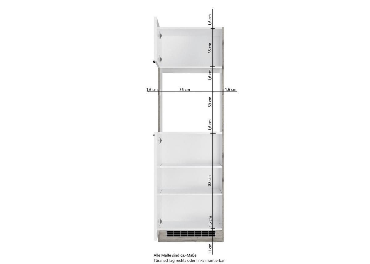 Geräteumbauschrank Meran B: 60 Cm Weiß/eiche Dekor - Eiche Wotan/Weiß, LIFESTYLE, Holzwerkstoff (60/200/60cm) - Held