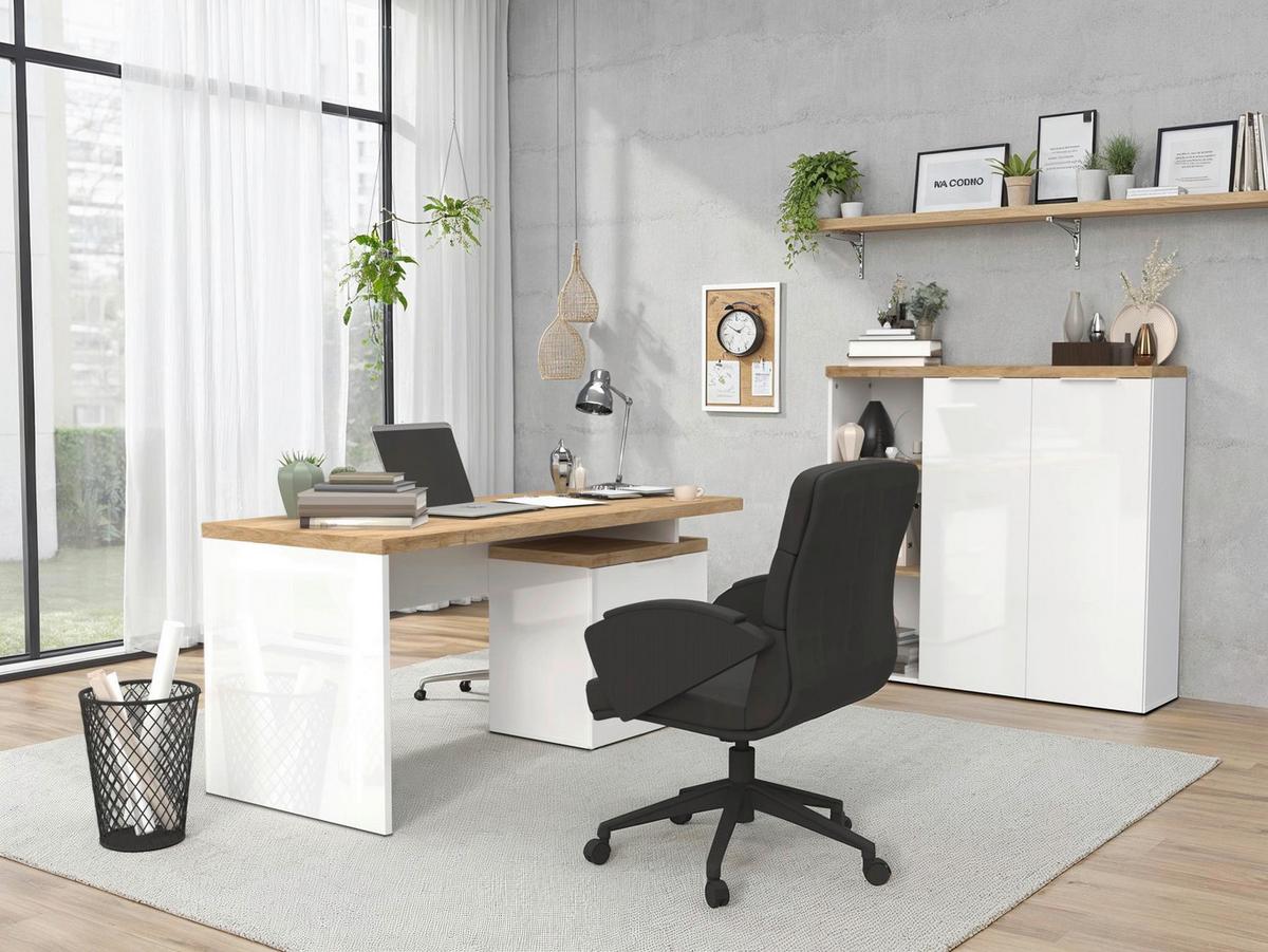 PSACÍ STŮL EASY OFFICE - bílá/barvy dubu, Moderní, kov/kompozitní dřevo (160/75/68cm) - Based