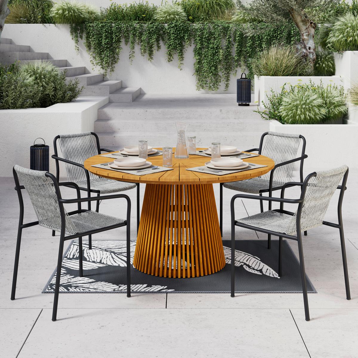 SADA ZÁHRADNÝCH KRESIEL NARDO - čierna/svetlosivá, Modern, kov/textil (55/82/58cm) - Bessagi Garden