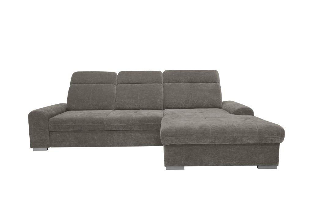 Rohová sedačka MALAGA, pravá, šedohnědá žinylka - barvy chromu/šedohnědá, Konvenční, kov/dřevo (286/203cm) - Ondega