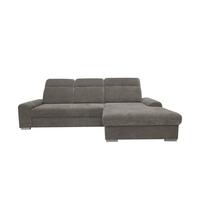 Rohová sedačka MALAGA, pravá, šedohnědá žinylka - barvy chromu/šedohnědá, Konvenční, kov/dřevo (286/203cm) - Ondega