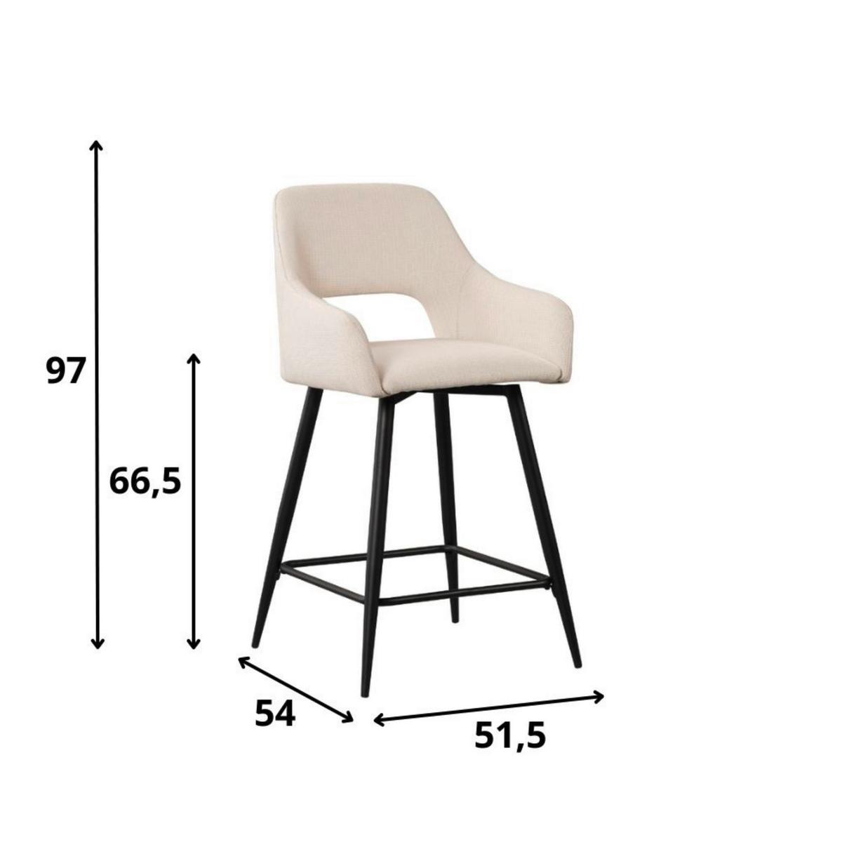 Barhocker-set Amiens Weiß, B: 51,5 Cm - Schwarz/Weiß, MODERN, Textil/Metall (51,5/97/54cm) - MID.YOU