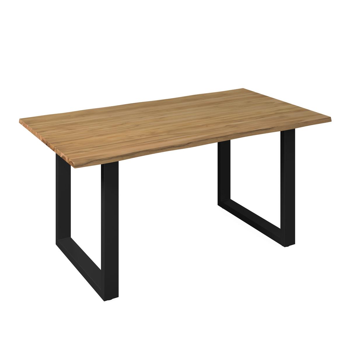 Jedálenský stôl Filo, š: 160 cm - čierna/farba akácie, Modern, kov/drevo (160/90/76cm) - Bessagi Home