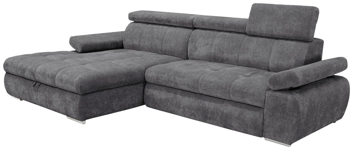 Rohová sedačka VEGAS, ľavá, tmavosivá ženilka - strieborná/tmavosivá, Design, drevo/textil (173/294cm)