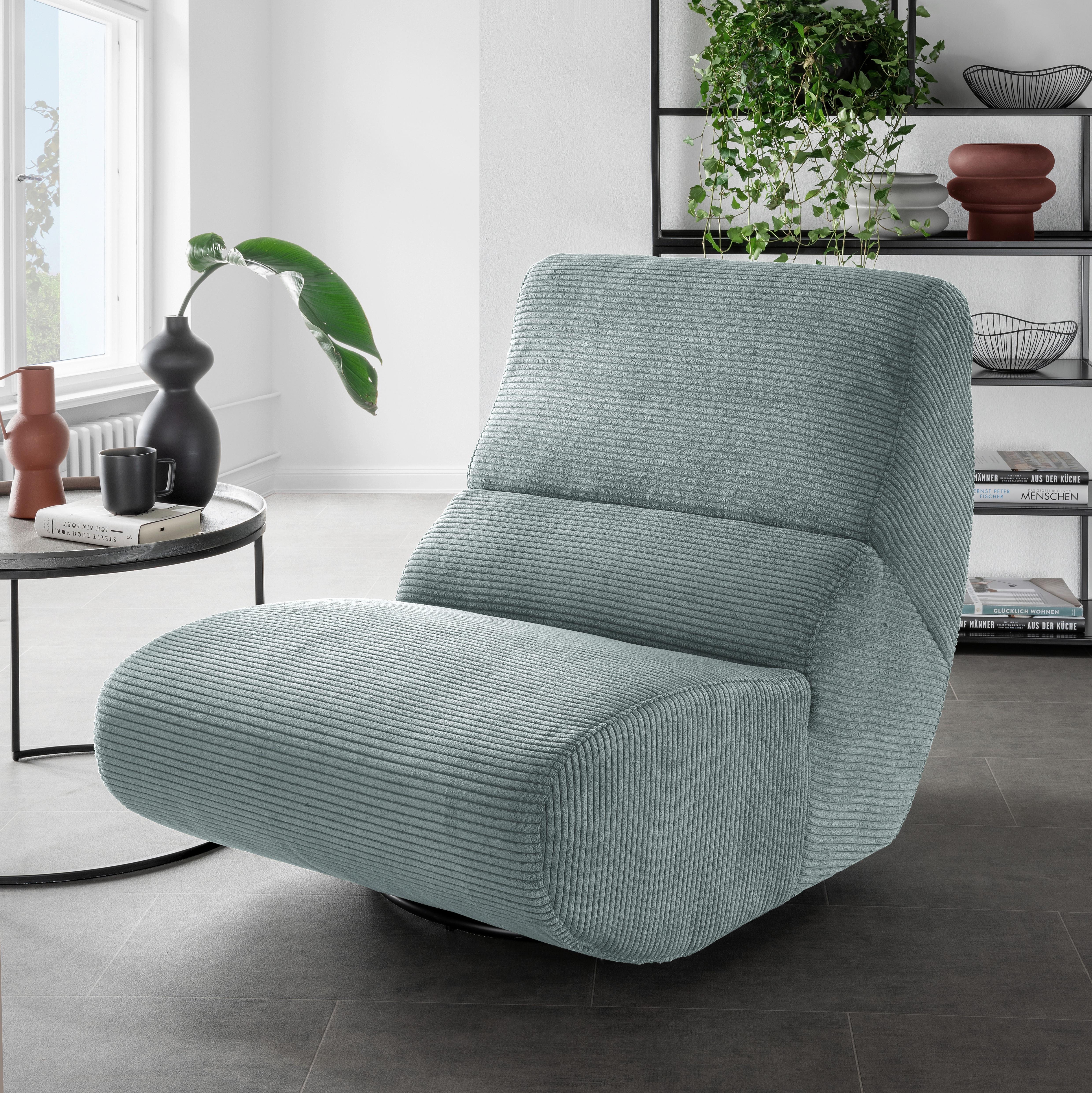 Sessel Lucera Blaugrau 360° Drehbar, B: 74 Cm - Blaugrau/Schwarz, Design, Textil (74/85/105cm) - Livetastic