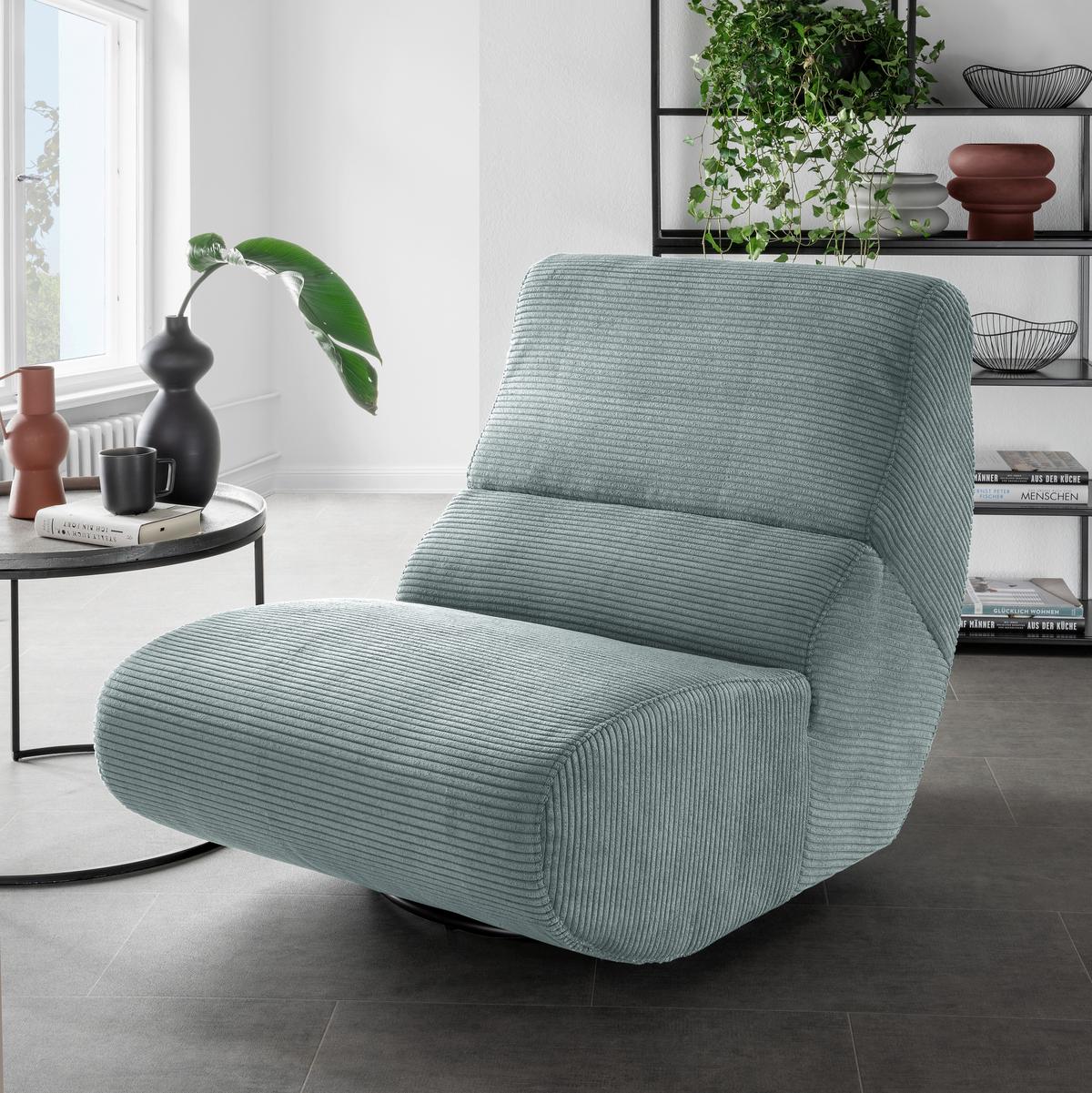 Sessel Lucera Blaugrau 360° Drehbar, B: 74 Cm - Blaugrau/Schwarz, Design, Textil (74/85/105cm) - Livetastic
