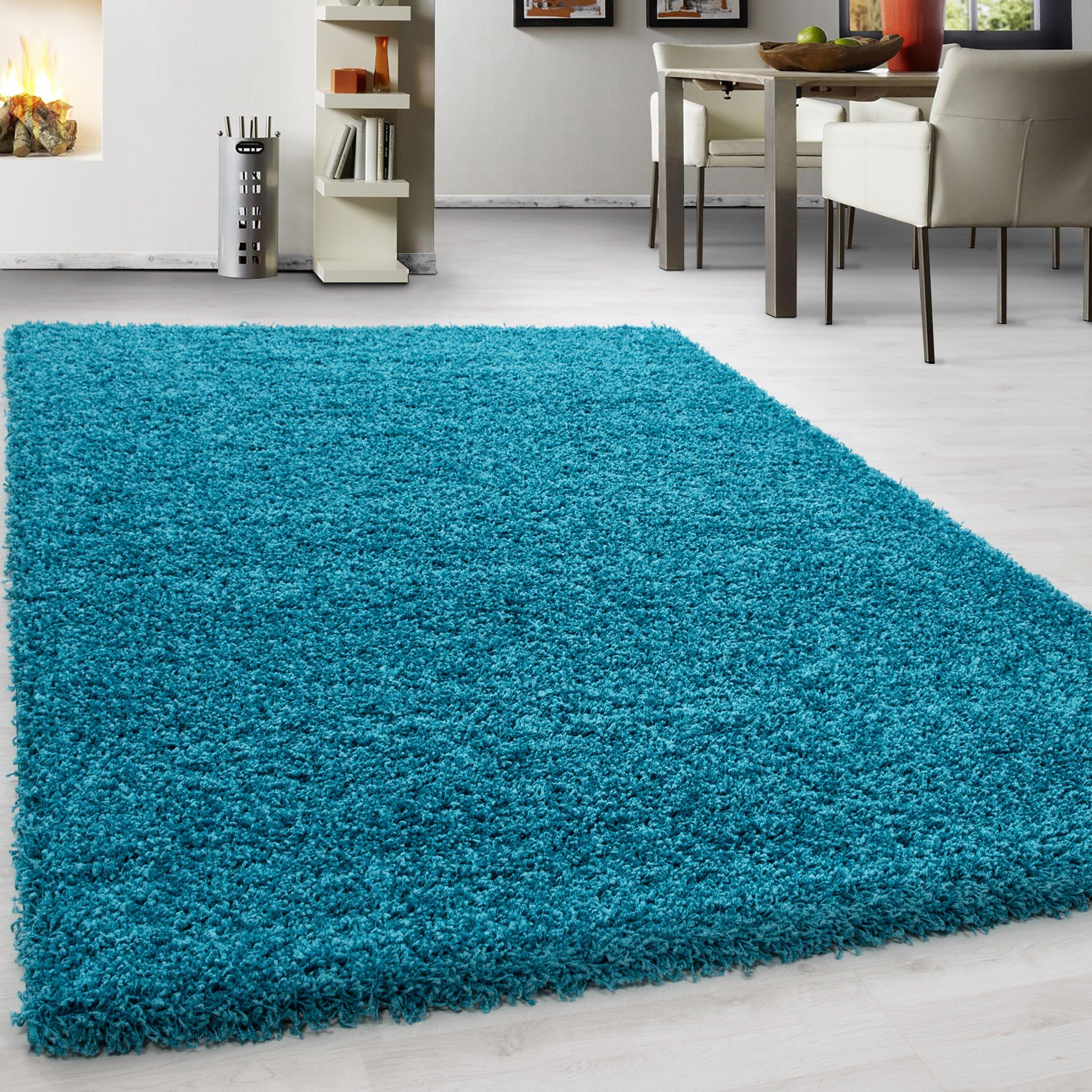 Hochflor Teppich Türkis Life 120x170 cm - Türkis, KONVENTIONELL, Textil (120/170cm)