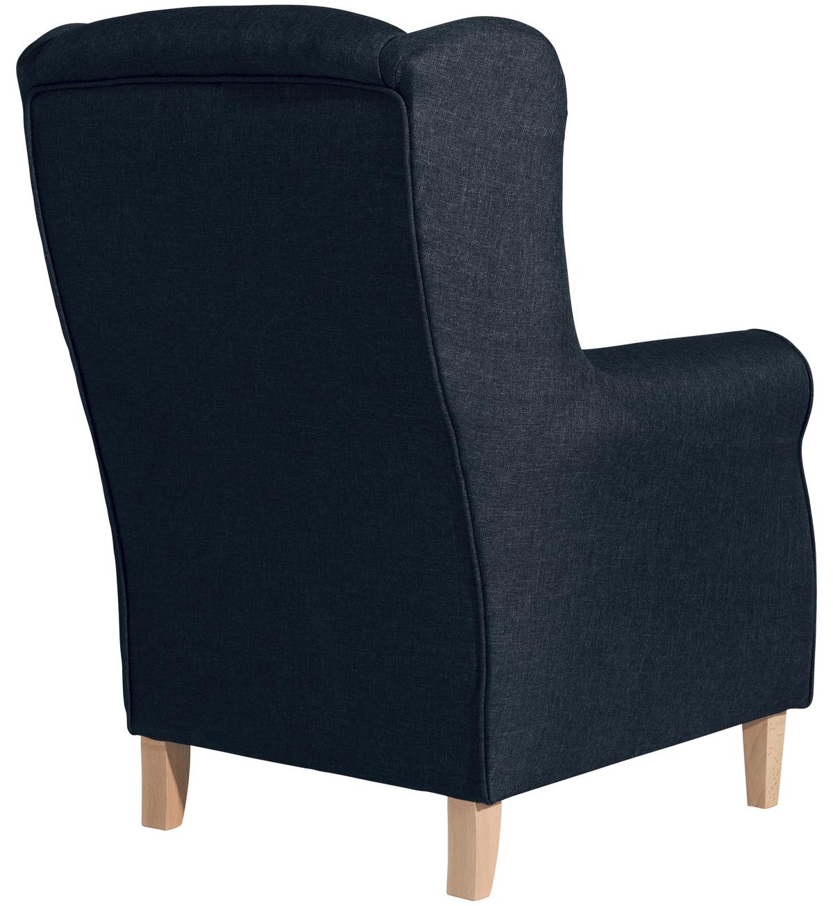 Ohrensessel Lorris - Buchefarben/Dunkelblau, Design, Textil (77/103/86cm) - Max Winzer