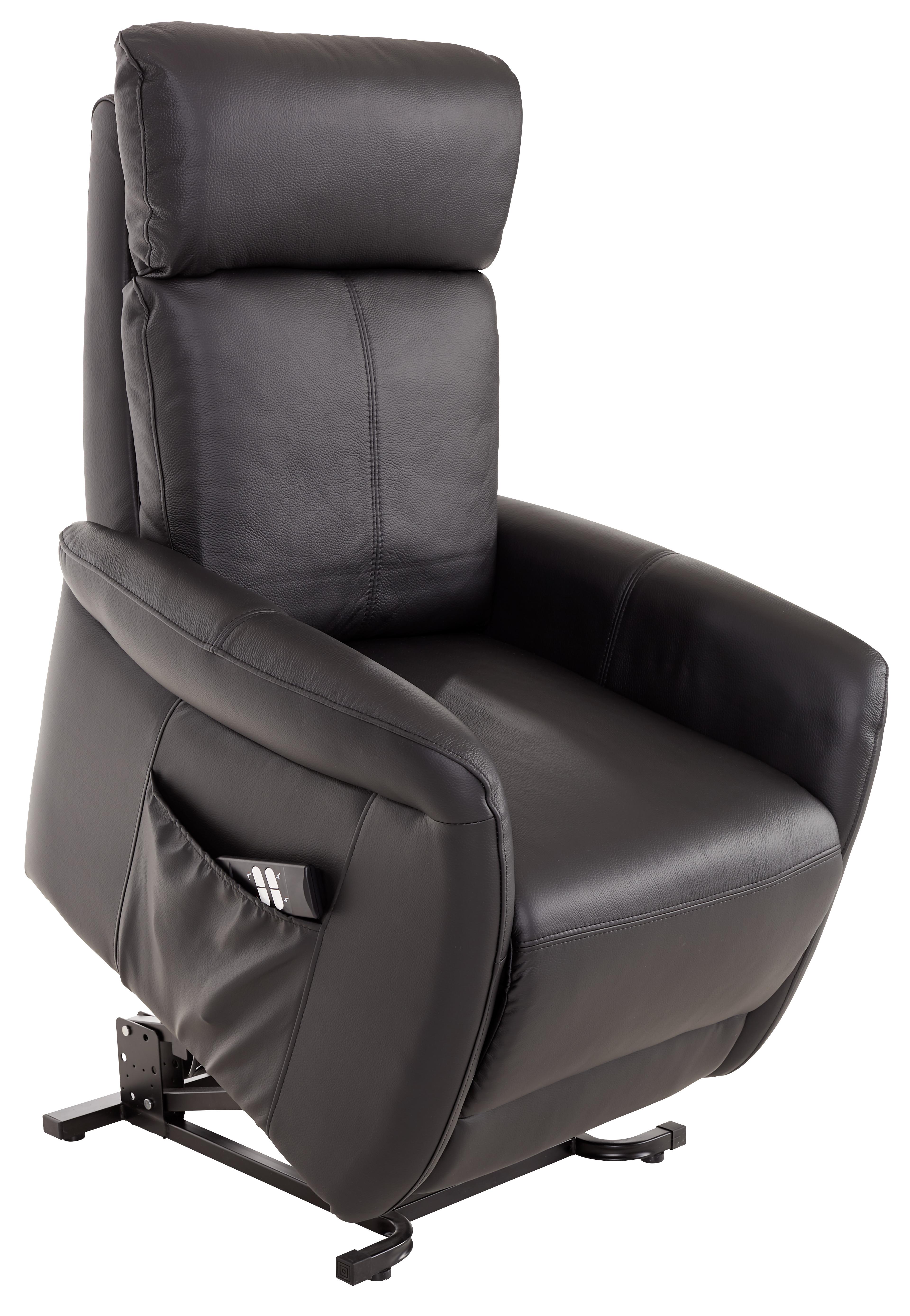 Fernsehsessel Elektrisch Hamilton Leder Schwarz - Schwarz, KONVENTIONELL, Leder/Textil (74/108/90cm) - Luca Bessoni
