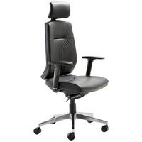 Drehstuhl Mycontract Schwarz B: 66 Cm - Chromfarben/Schwarz, ROMANTIK / LANDHAUS, Leder/Holz (66/123-141/62cm) - MID.YOU