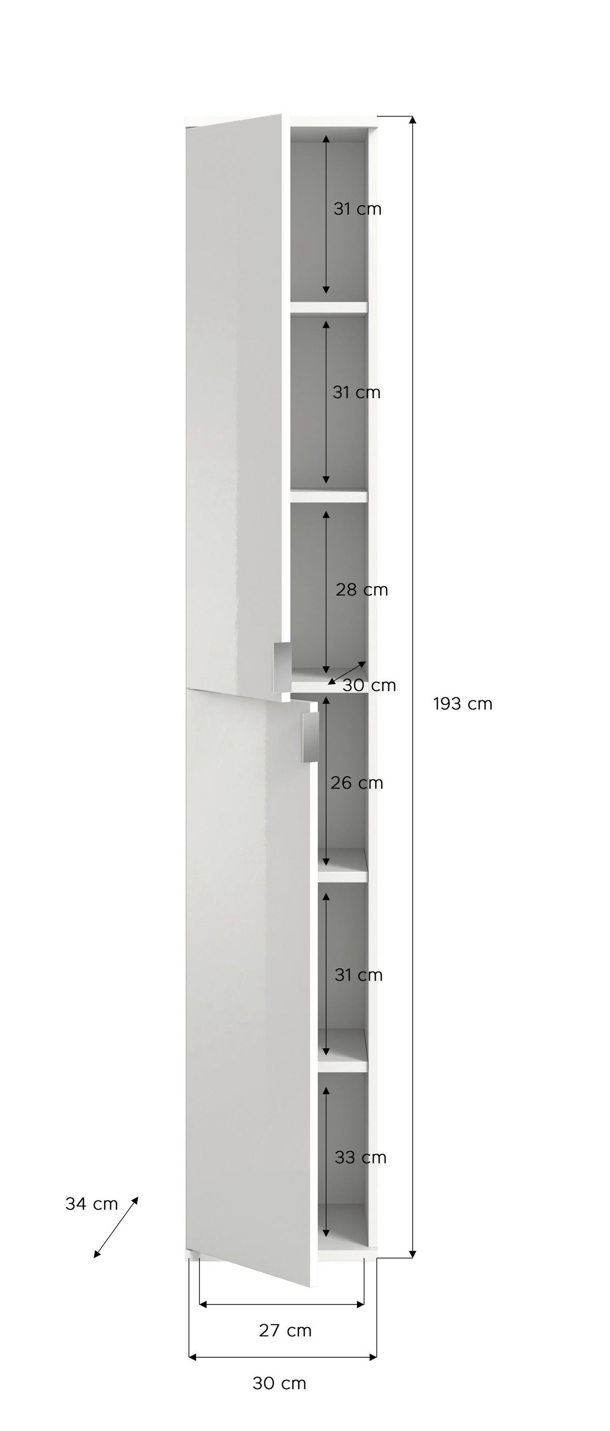 Garderobe Projekt X 4-Teilig Weiß/Eiche Artisan B: 273 cm - Weiß Hochglanz, KONVENTIONELL, Glas/Holzwerkstoff (273/193/34cm) - MID.YOU
