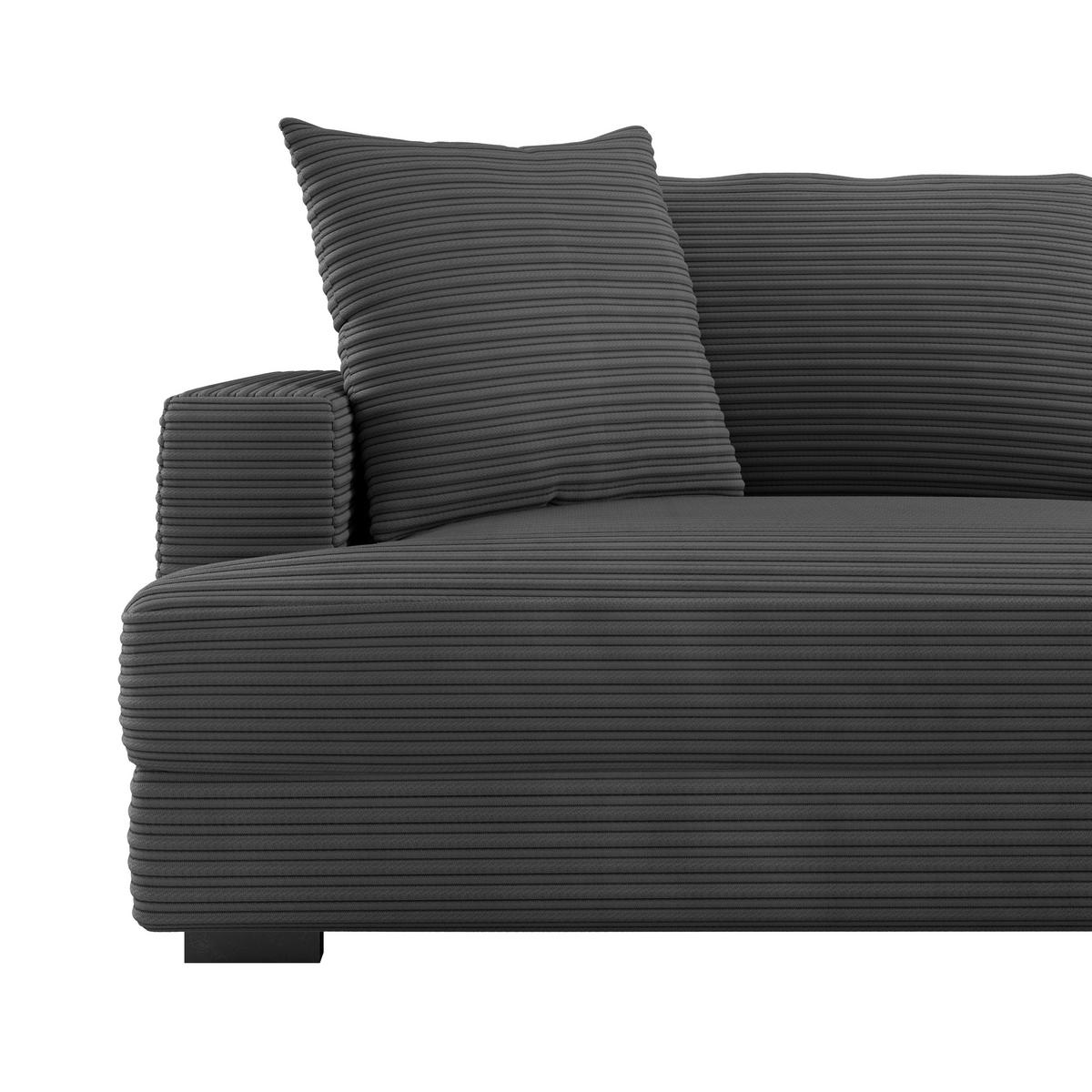 Big Sofa Pelle Mit Kissen B: 261 Cm Schwarz - Wengefarben/Schwarz, Trend, Textil (261/124cm) - Luca Bessoni