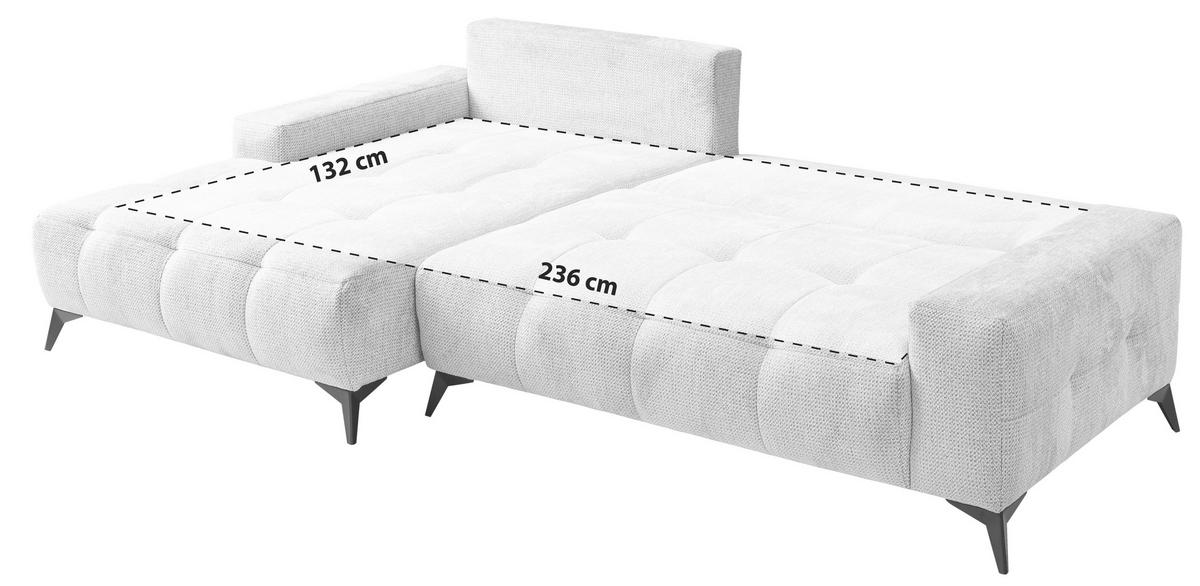 Ecksofa mit Schlaffunktion + Bettkasten Mauro 175x290 cm - Hellgrau/Schwarz, Trend, Textil (175/290cm) - Luca Bessoni