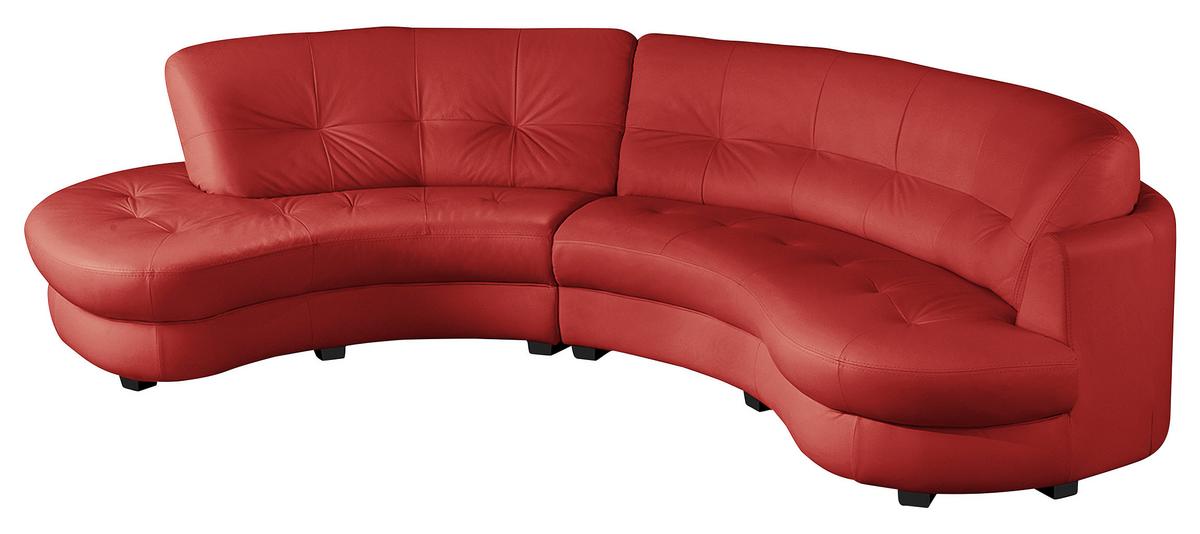 Ecksofa Bretania, Rot S: 113x300 - Rot/Schwarz, Design, Leder/Textil (113/300cm) - Livetastic