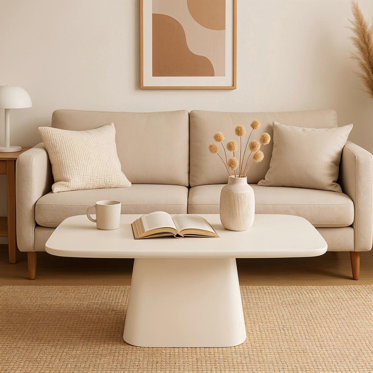 Couchtisch Weiß B: 122 cm - Weiß, Design, Holzwerkstoff/Stein (122/70/46cm) - MID.YOU