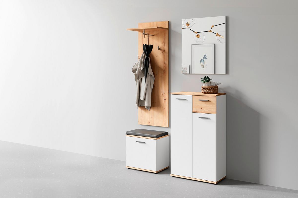 Garderobe Jakob 4-teilig Eiche Artisan/weiß B: 60 Cm - Weiß/Eiche Artisan, Design, Holzwerkstoff (60/102/30cm) - MID.YOU