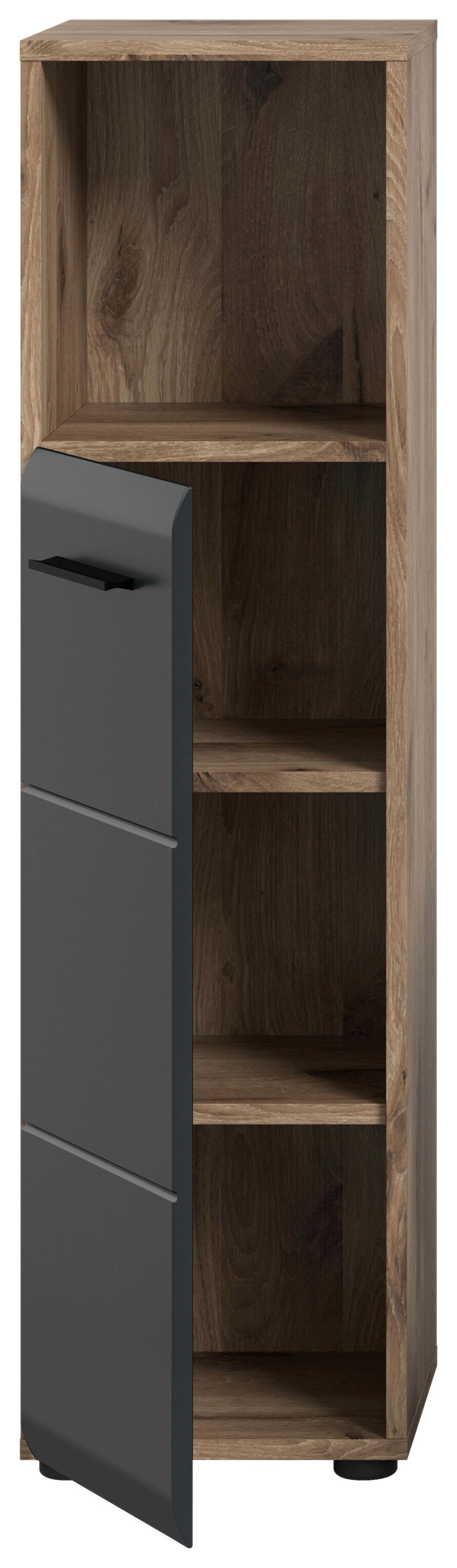 Midischrank Ice Schwarz/Eiche Dekor B: 30cm - Eiche dunkel/Schwarz, Basics, Holzwerkstoff (30/110/30cm) - MID.YOU