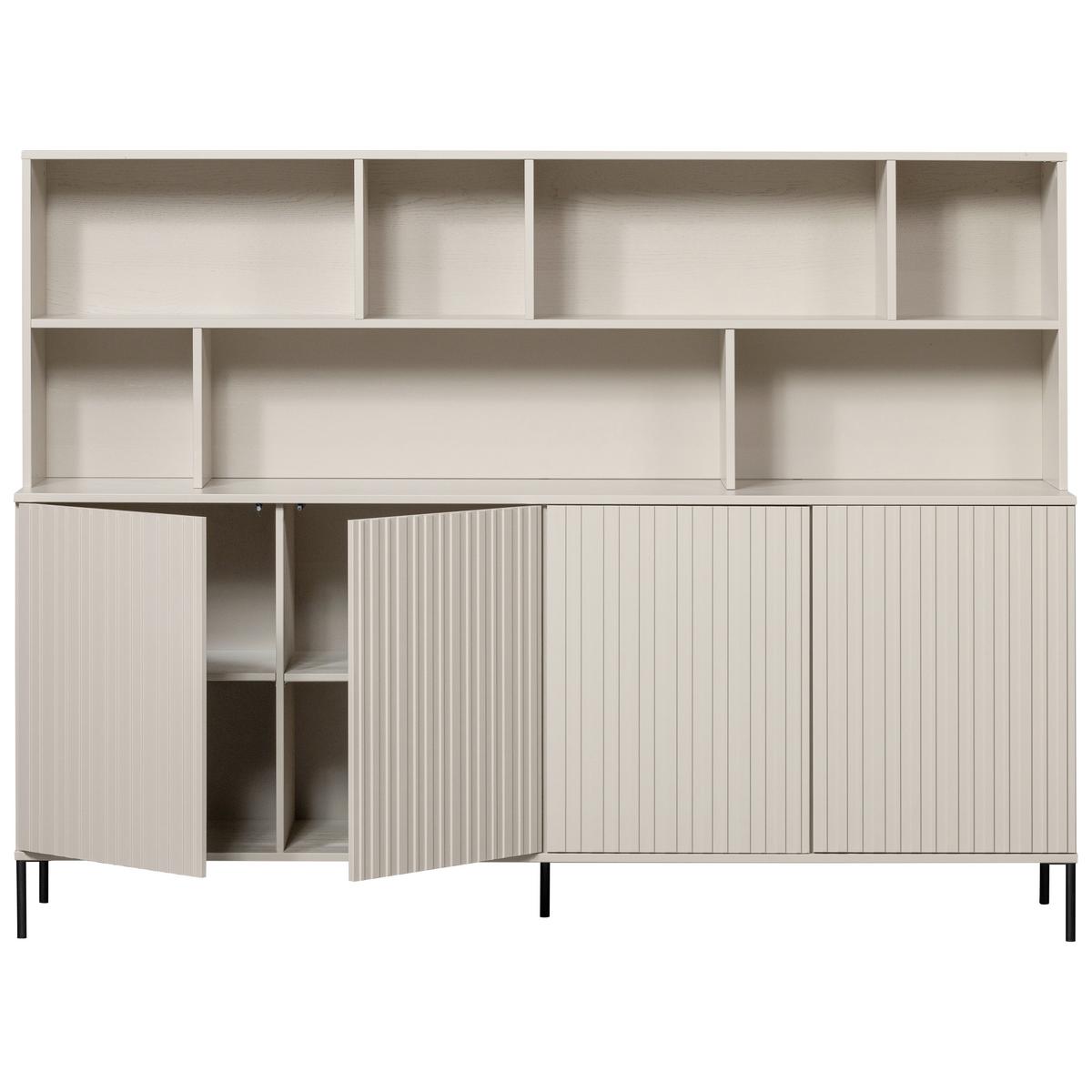 Buffet Gravure Grau B: 200 cm - Schwarz/Grau, Design, Holz (200/150/44cm) - Livetastic