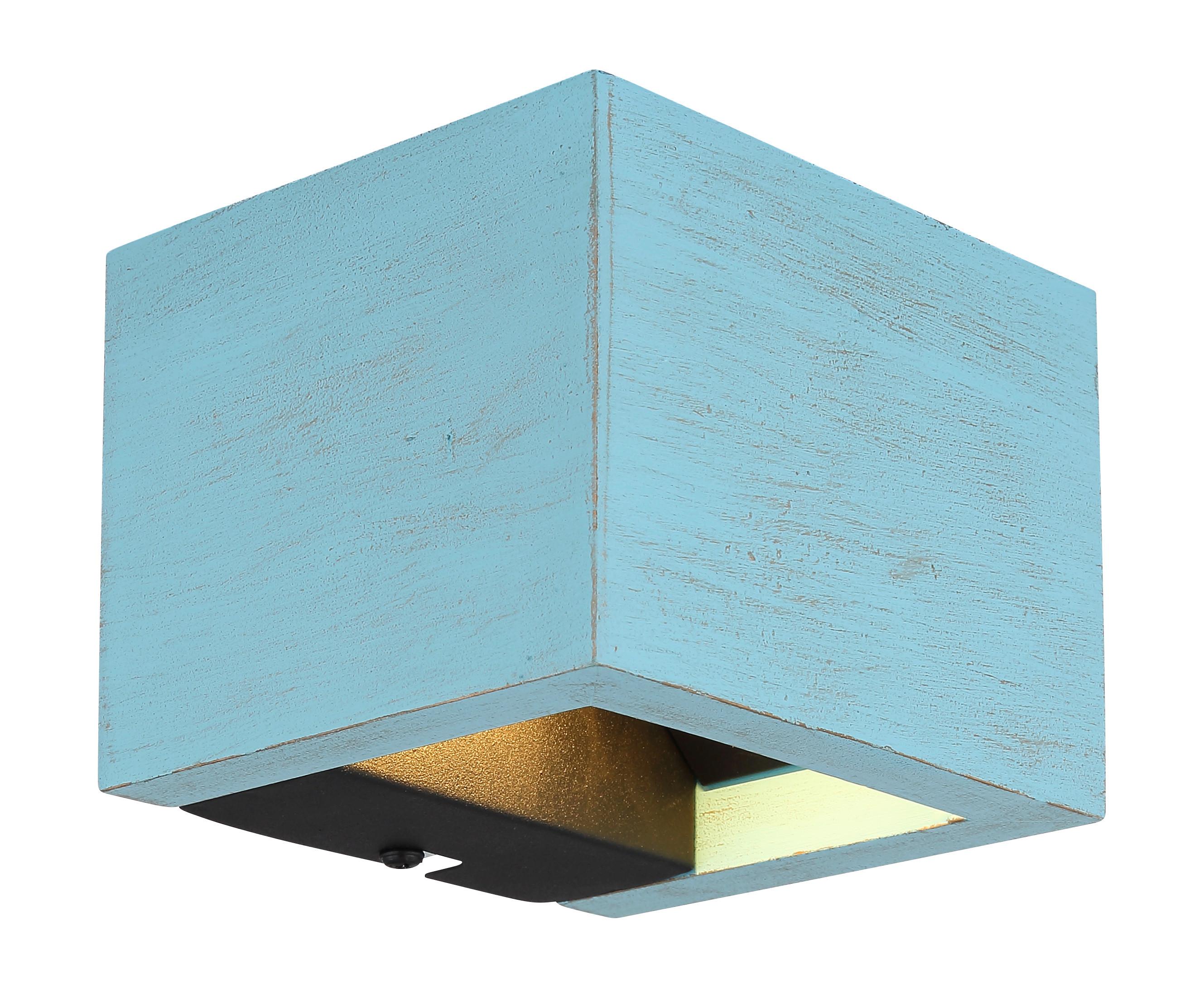 LED-Wandleuchte 15553w1b - Blau/Schwarz, Design, Holzwerkstoff/Metall (13.2/11.3/9.8cm) - Globo
