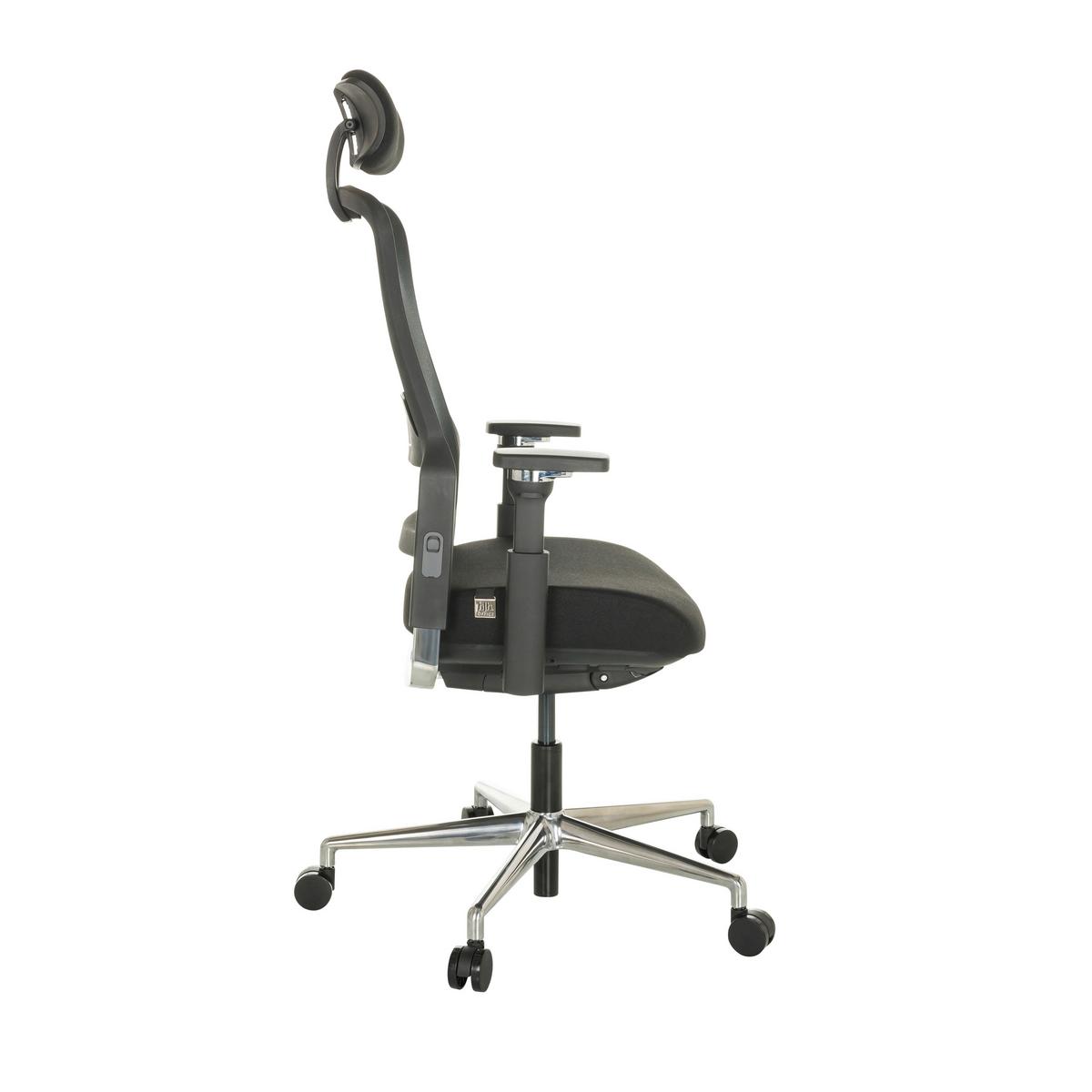 Drehstuhl Teraro Ax - Silberfarben/Schwarz, Basics, Kunststoff/Textil (65/111-126/61cm) - MID.YOU