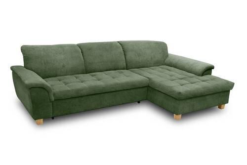Ecksofa mit Schlaffunktion & Bettkasten Franzi Grün - Eichefarben/Grün, KONVENTIONELL, Textil (279/170cm) - MID.YOU
