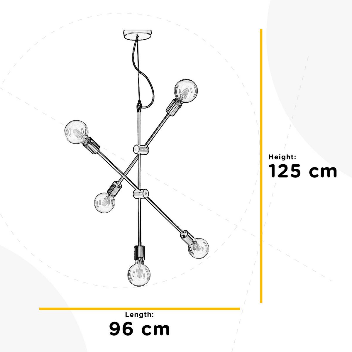Hängeleuchte 4879/S5n - Goldfarben/Schwarz, Design, Metall (96/80/125cm)