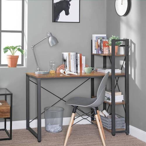 Schreibtisch Iron B: 120 cm, H: 120 cm, Braun/Schwarz - Schwarz/Braun, Basics, Holzwerkstoff/Metall (120/60/120cm) - Boxxx