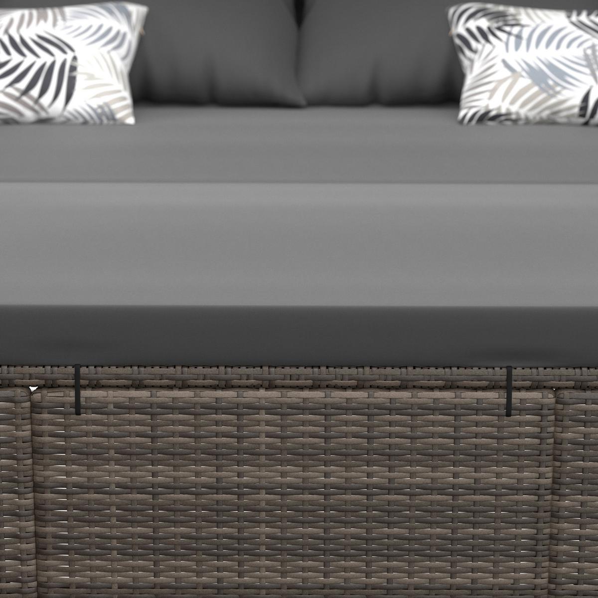 Sonneninsel Rio Grau/Schwarz Metall/Kunststoff/Textil +dach - Schwarz/Grau, MODERN, Kunststoff/Textil (206/132/64cm) - Beldano