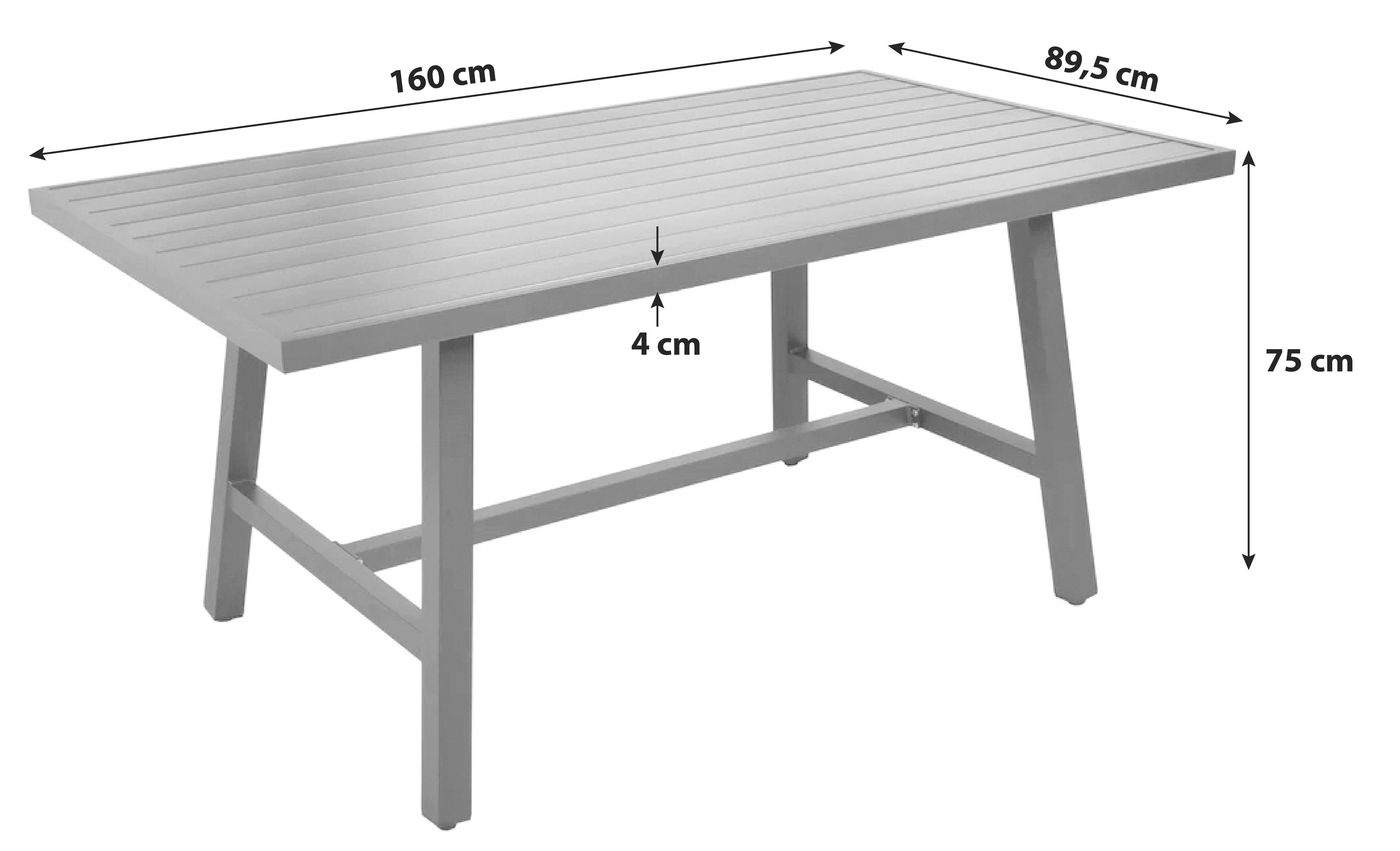 Gartentisch Denia - Schwarz, Basics, Metall (160/89,5/75cm) - Gardenson