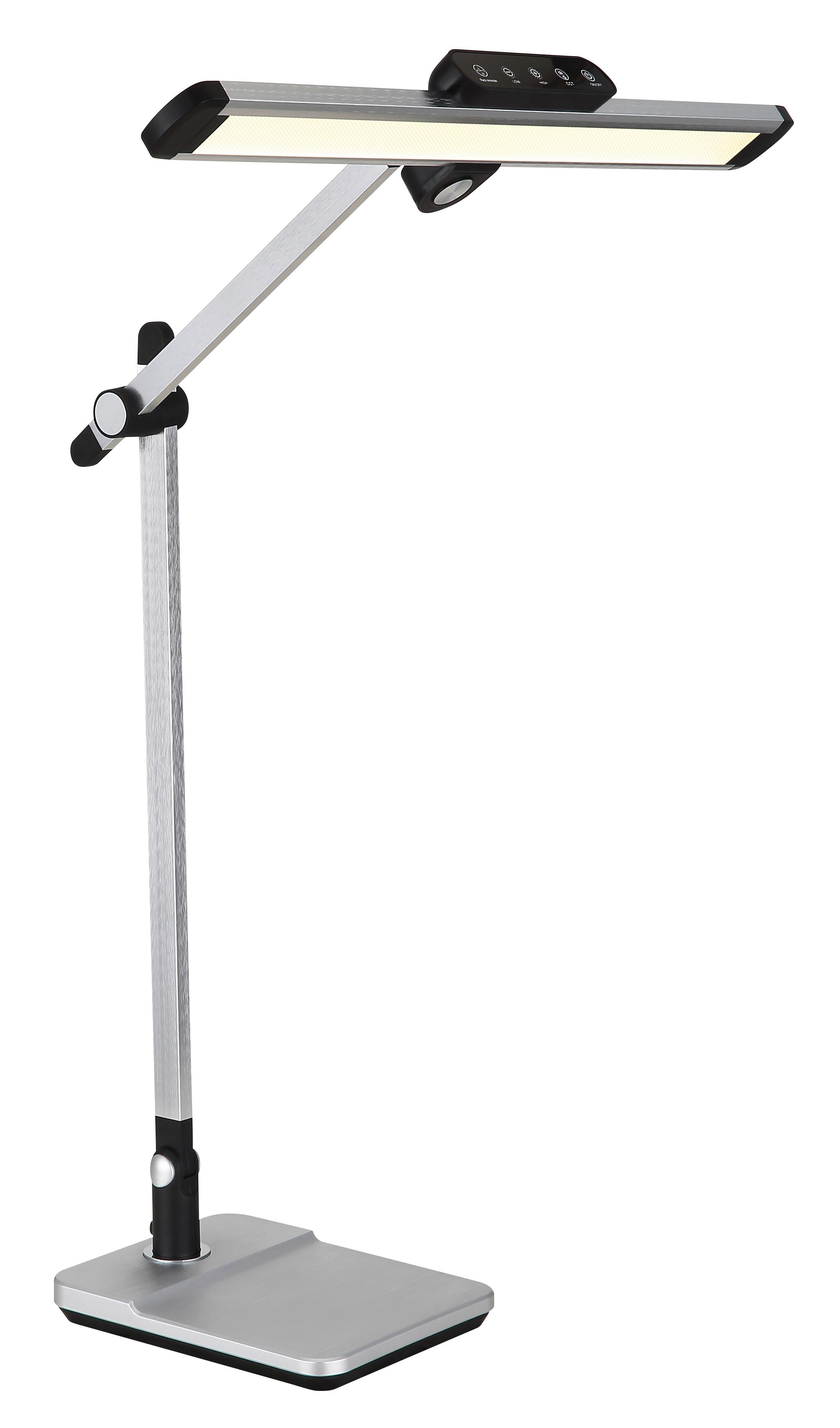 LED-Schreibtischleuchte 58453 - Silberfarben/Schwarz, Design, Kunststoff/Metall (36,8/50/61,2cm) - Globo