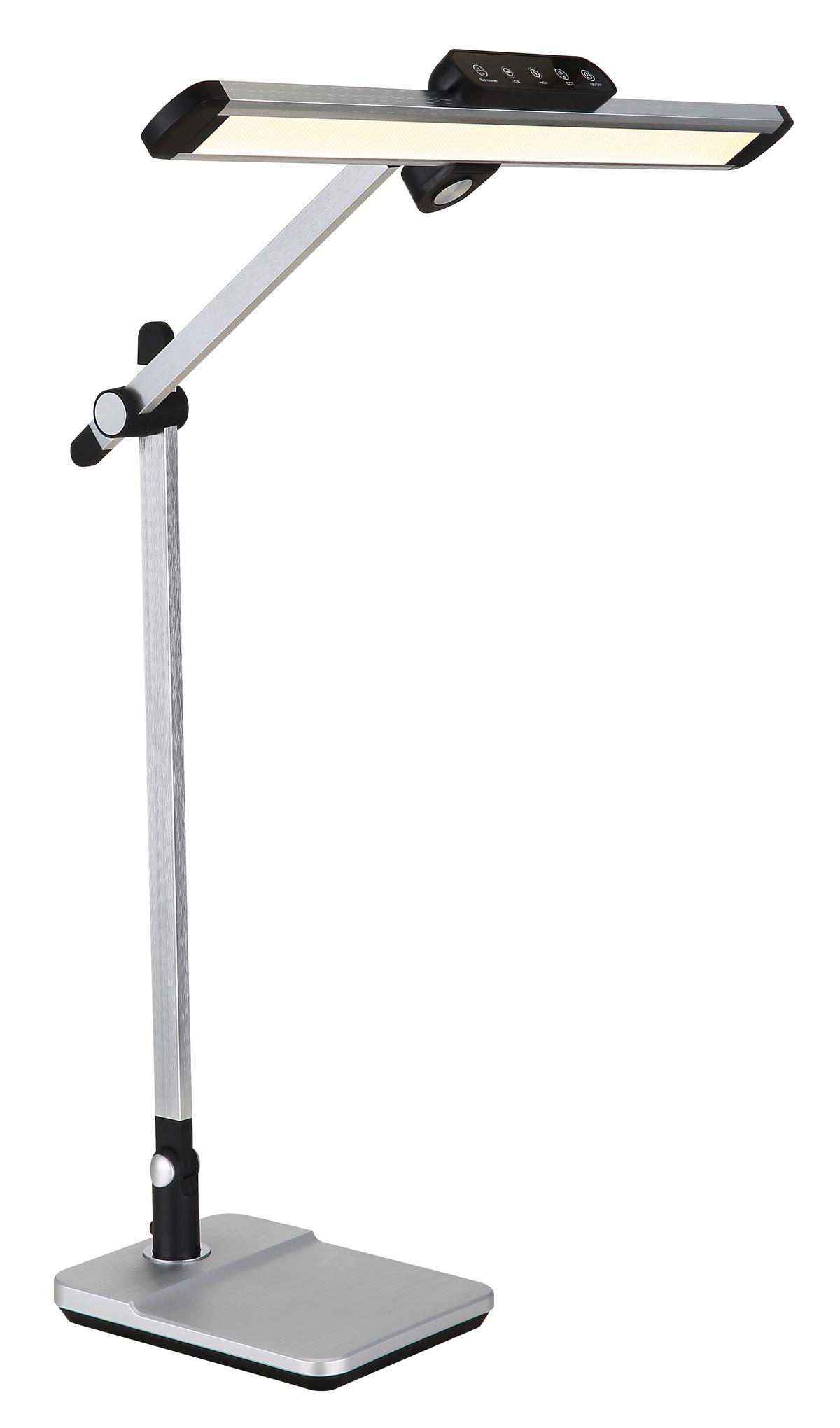 LED-Schreibtischleuchte 58453 - Silberfarben/Schwarz, Design, Kunststoff/Metall (36,8/50/61,2cm) - Globo