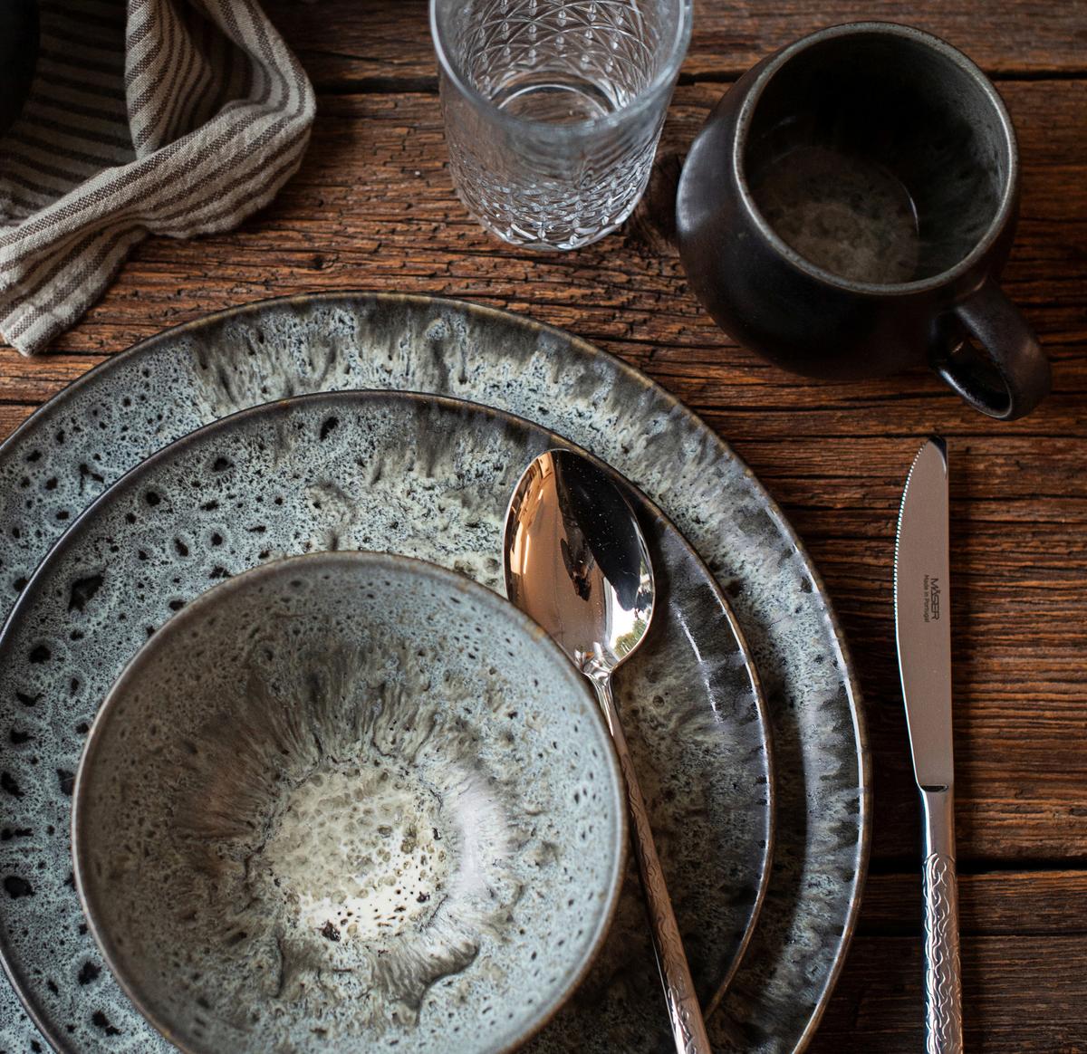 Tafelservice Carellia Grau, 8-teilig - Grau, Trend, Keramik - Mäser