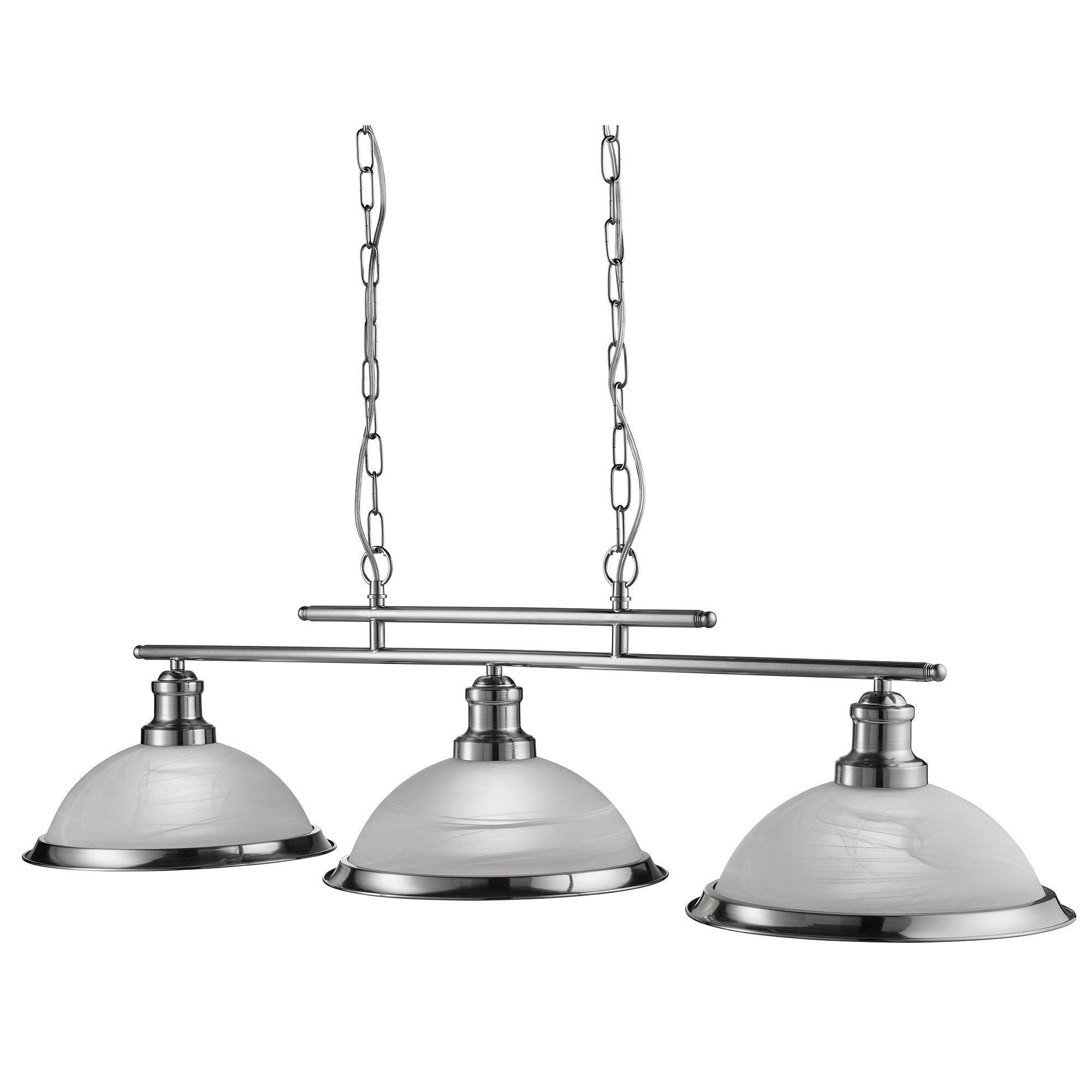 Hängeleuchte 2683-3ss Bistro - Silberfarben/Weiß, Design, Glas/Metall (100/82/28cm)
