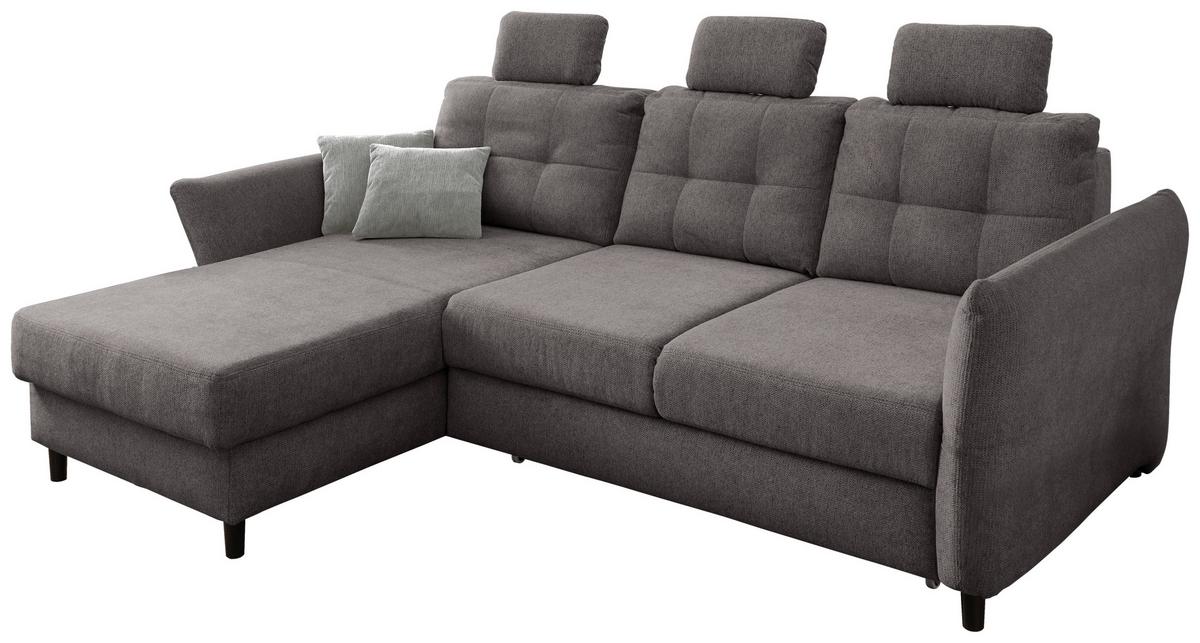 Ecksofa Brizzini Graubraun S: 176/250-280 cm - Graubraun/Hellgrau, MODERN, Holz/Textil (176/250-280cm) - Livetastic