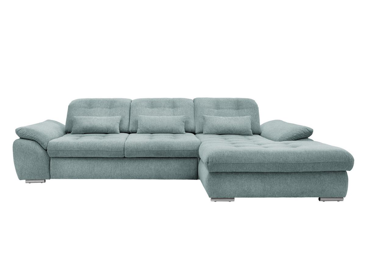 Ecksofa mit Bettkasten Rigatti Blau S: 314x184 cm - Chromfarben/Blau, MODERN, Textil (314/184cm) - Livetastic