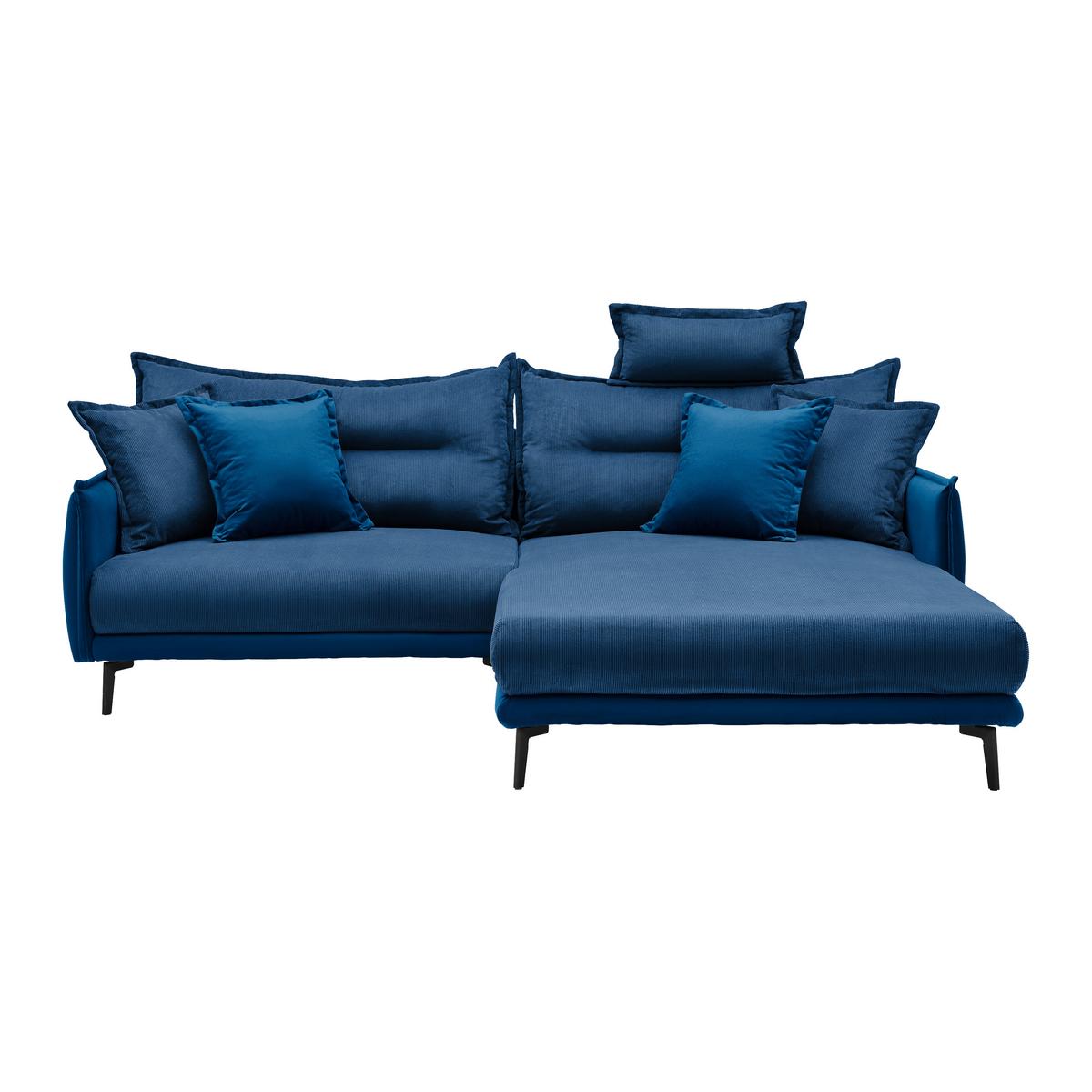 Rohová sedačka NUOVO, oboustranná, tmavě modrá - černá/tmavě modrá, Moderní, kov/textil (245/190cm) - Mömax