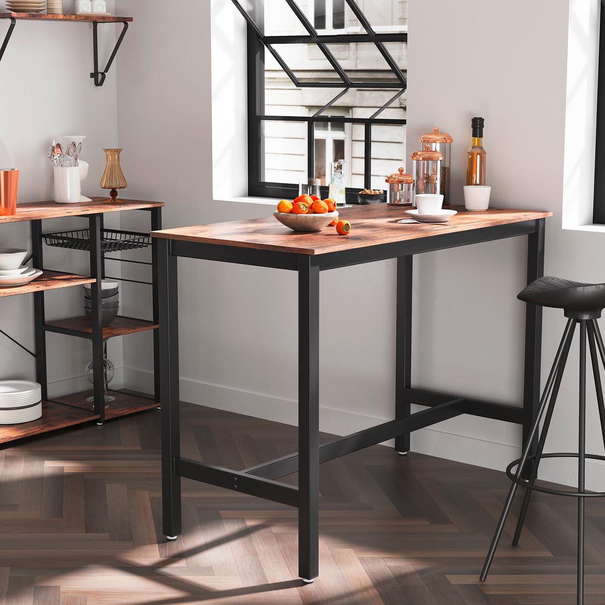 Bartisch Vasagle 120x60x90 cm Braun, Schwarz - Schwarz/Braun, Natur, Holzwerkstoff/Metall (120/60/90cm) - Boxxx