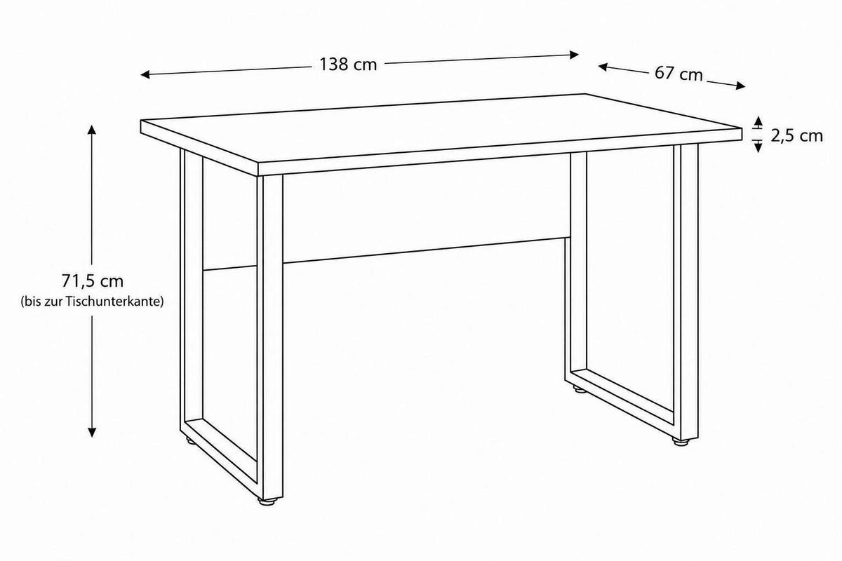 SCHREIBTISCH OFFICE EDITION - Anthrazit/Grau, MODERN, Holzwerkstoff/Metall (138/67/74cm) - MID.YOU