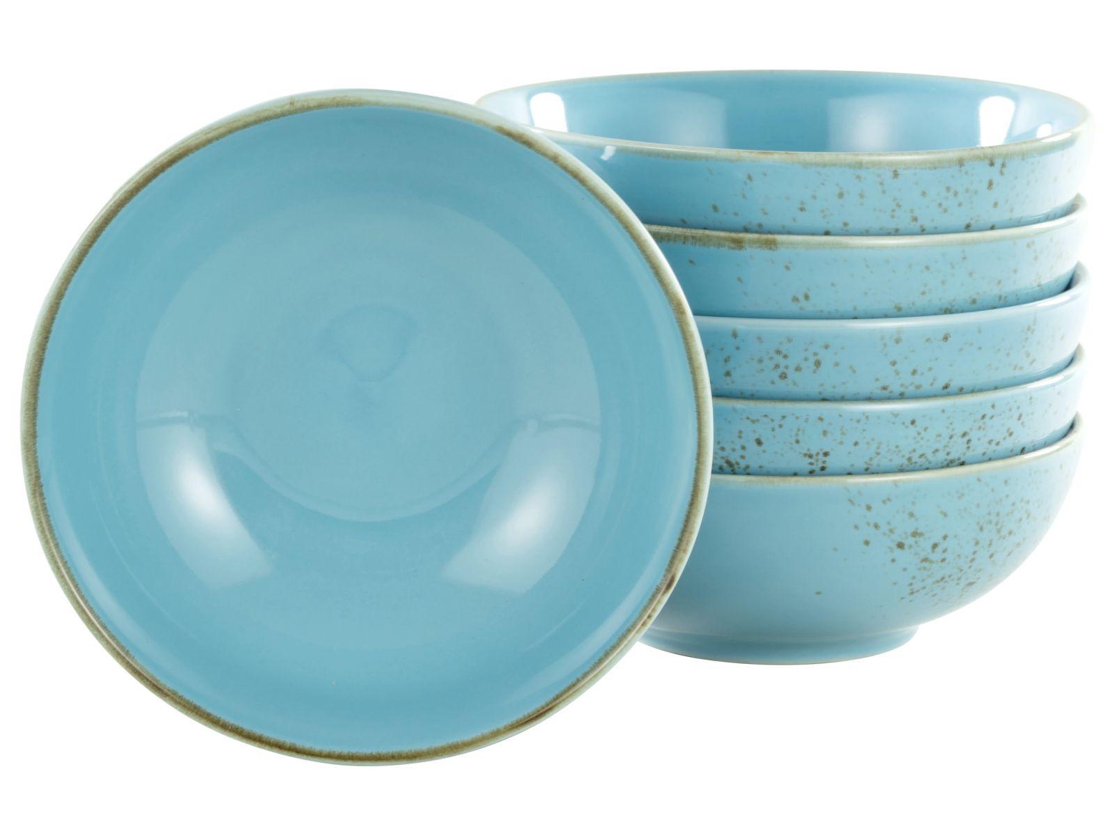 Schüsselset Steinzeug Blau 6tlg. D: 16,5 cm