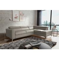 Ecksofa Mondo, Hellgrau S: 286x208 Cm - Chromfarben/Hellgrau, Design, Leder/Textil (286/208cm) - Livetastic